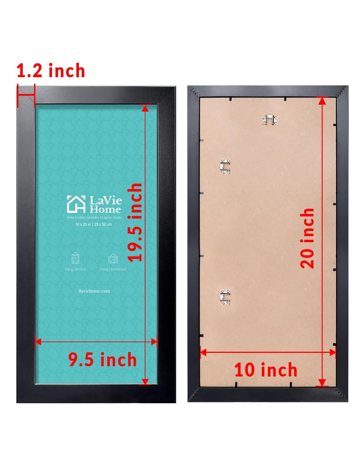 LaVie Home 10×20 Picture Frame Black, Panoramic 10×20, Black