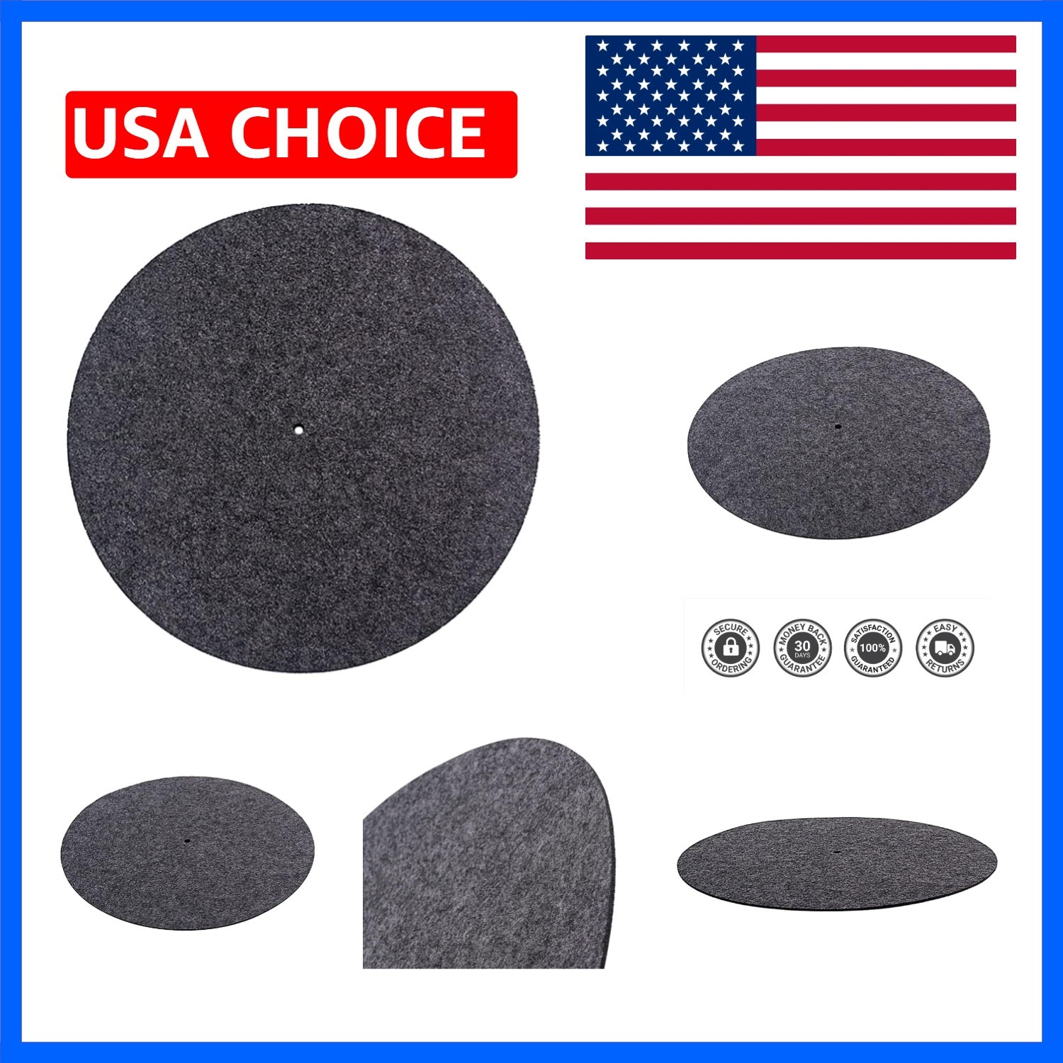 Anti-Static Felt Platter Turntable Mat 2MM Thick Anti-Vibration Slipmat Audio…