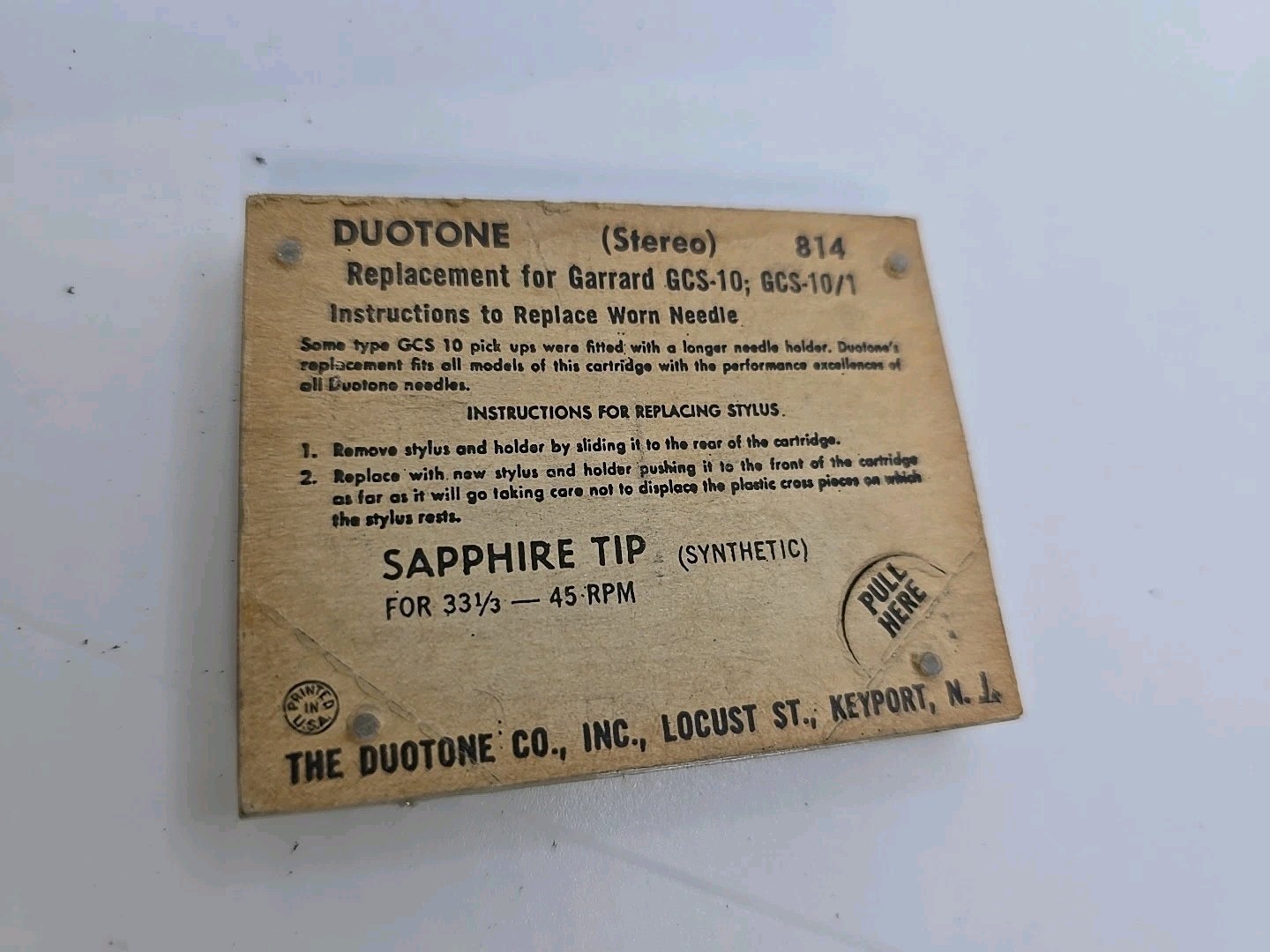 1960’s NOS Stereo Phonograph NEEDLE 814 for Garrard GCS-10; GCS-10/1