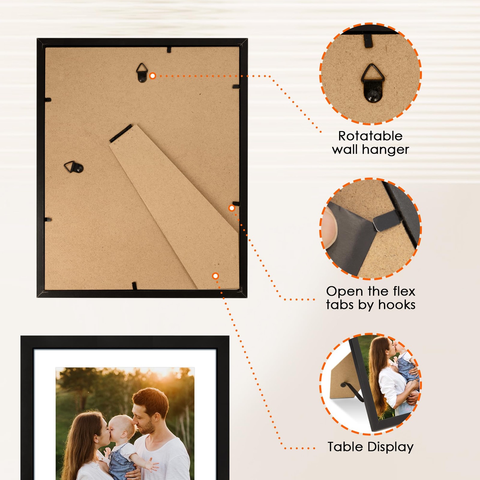 FIXSMITH 8×10 Picture Frame Set of 2, Photo with HD 8″×10″, Black