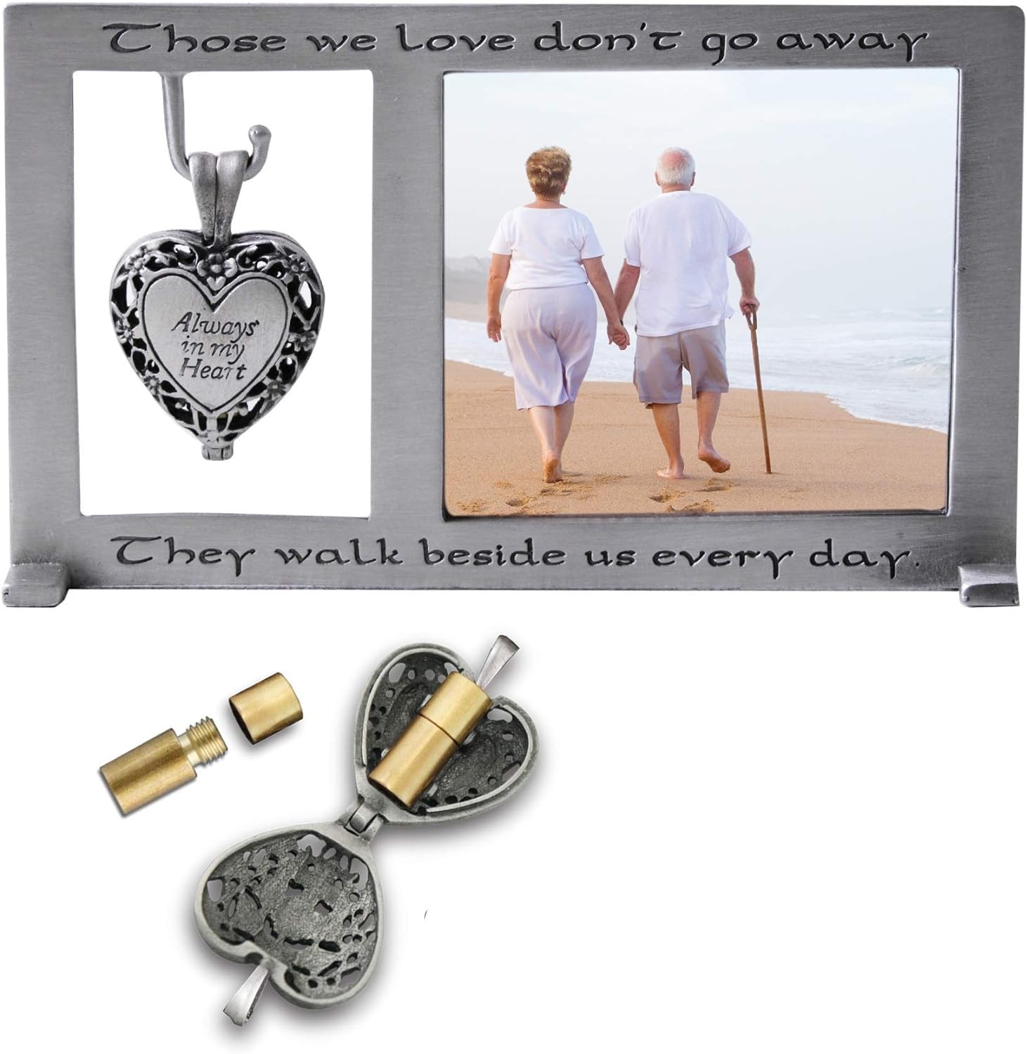 Those We Love Memorial Photo Frame with Vial for 5-1/4 by 3-Inch, Silver