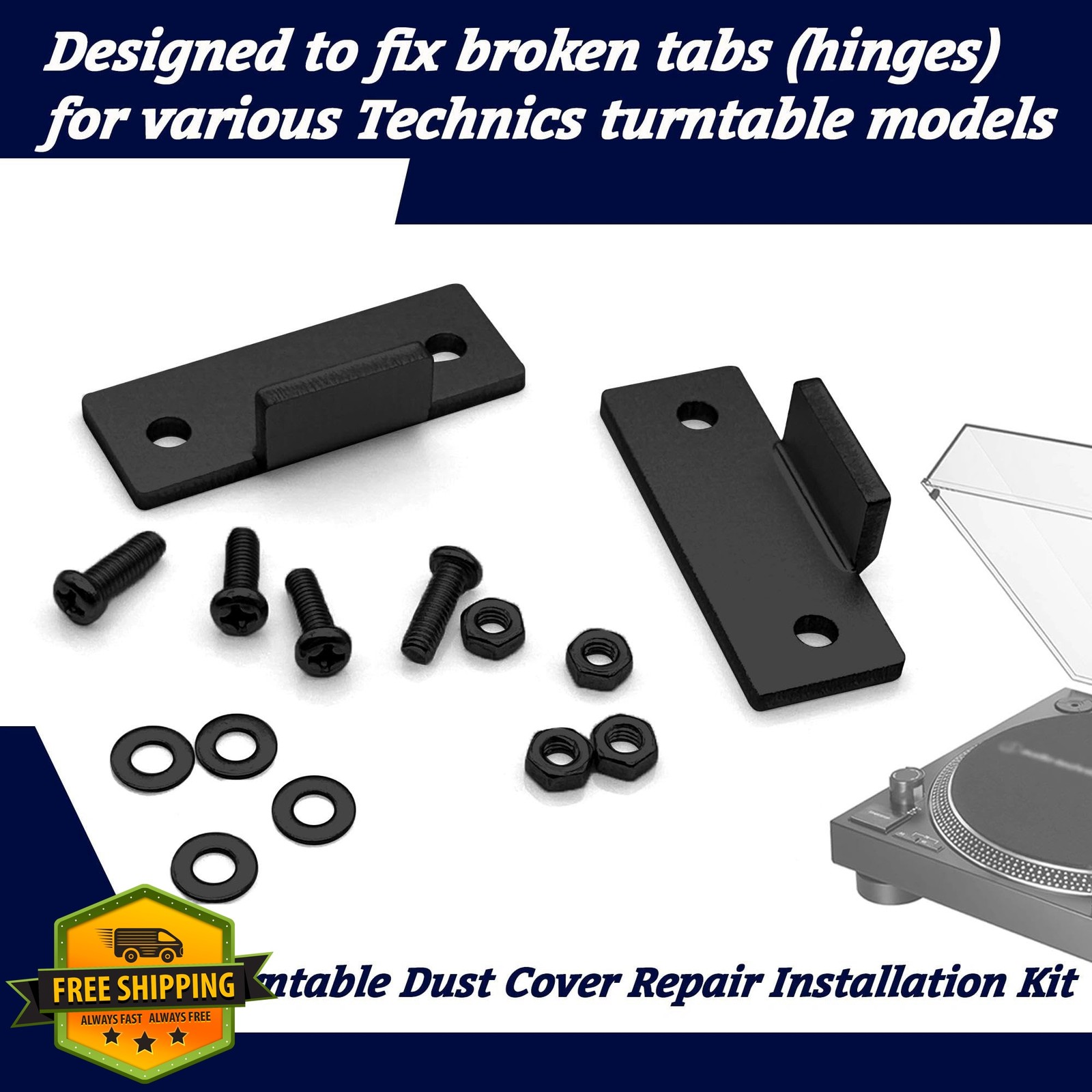 LUTQ Turntable Dust Cover Hinges Black