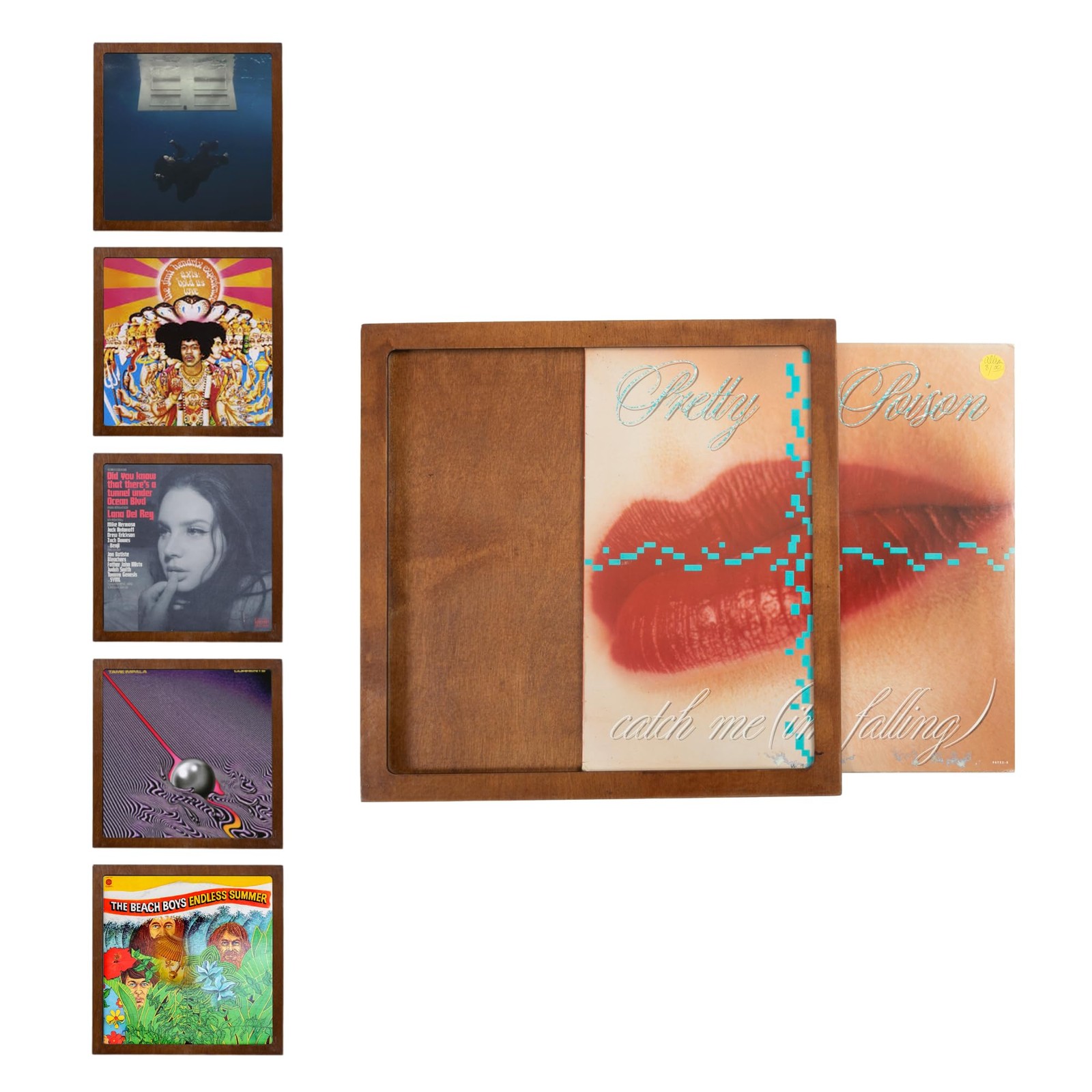 Ilyapa Removable Vinyl Record Display Frame – 6 Pack Wood 6 Pack, Espresso