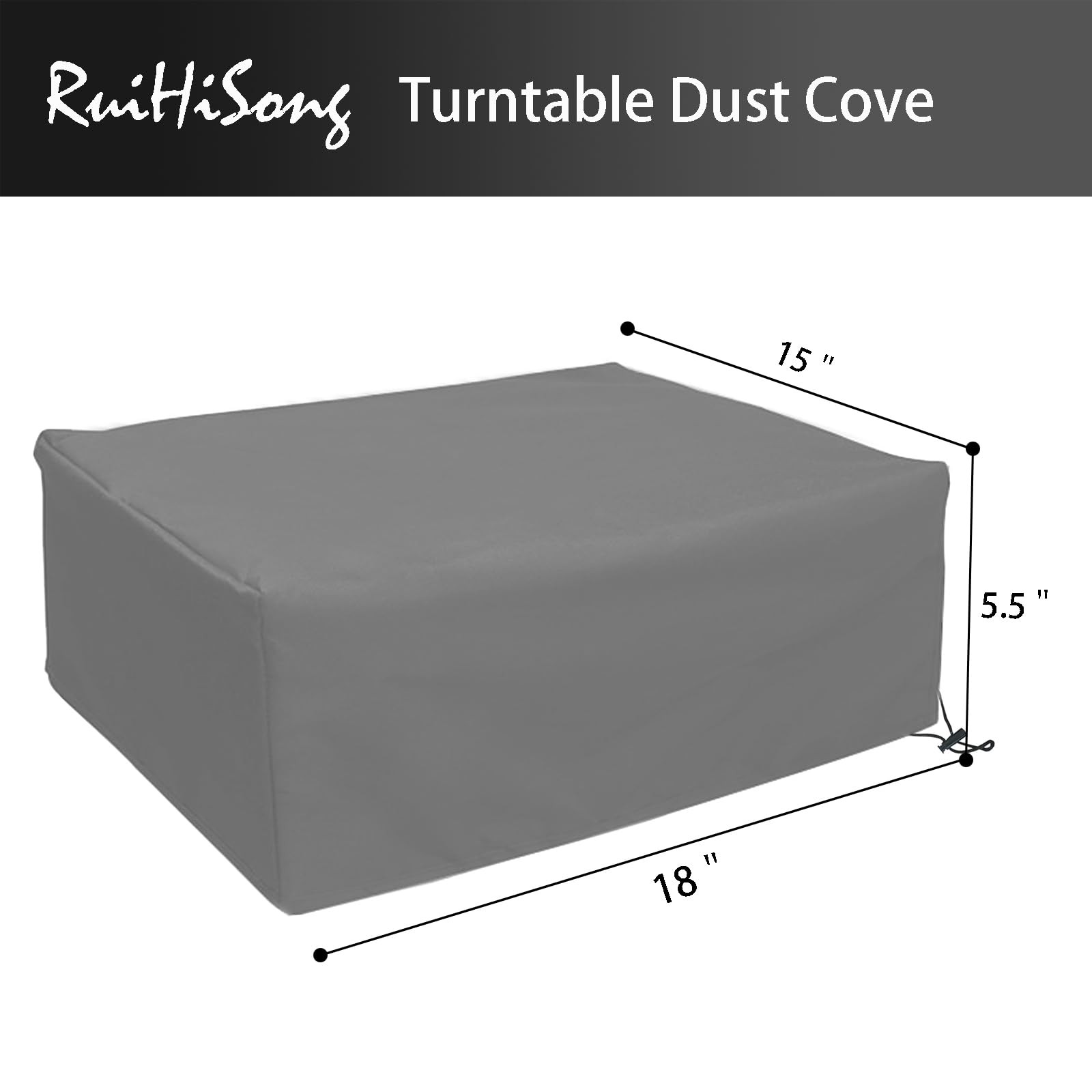 Turntable Dust Cover,Record Player 18″x15″x5.5″, Grey