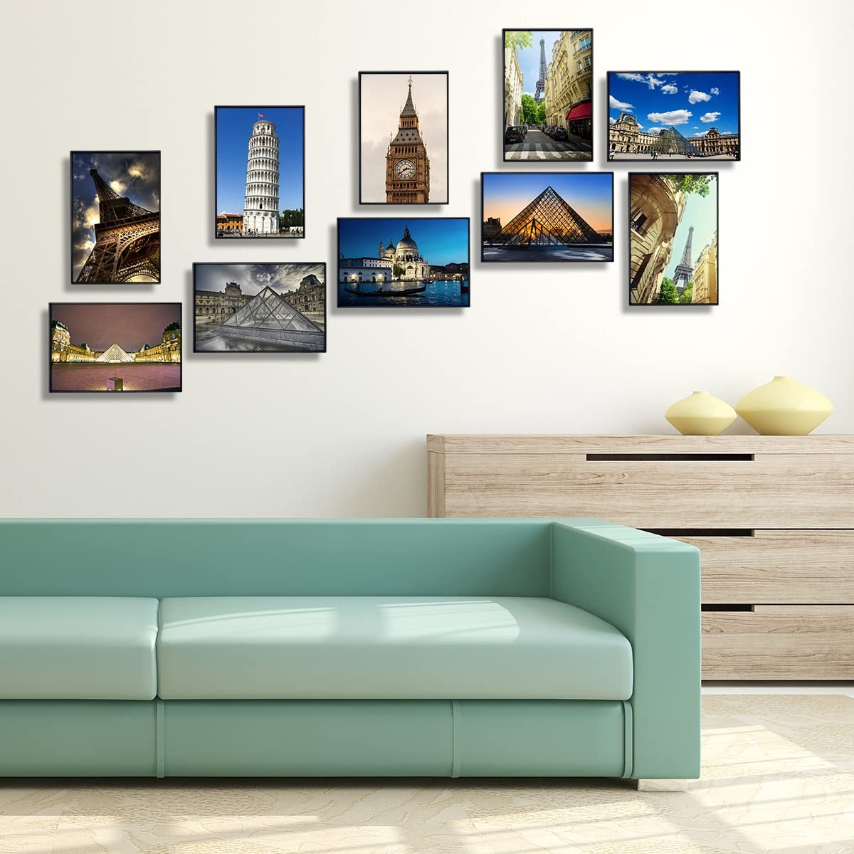 GOmaize Front Loading Black Picture Frame 4×6 Set of 10 Wall and Table Mounting
