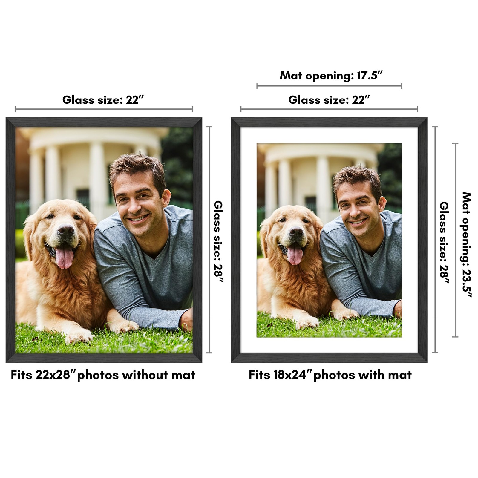 Americanflat 22×28 Poster Frame with Polished Plexiglass – Use 22×28, Black