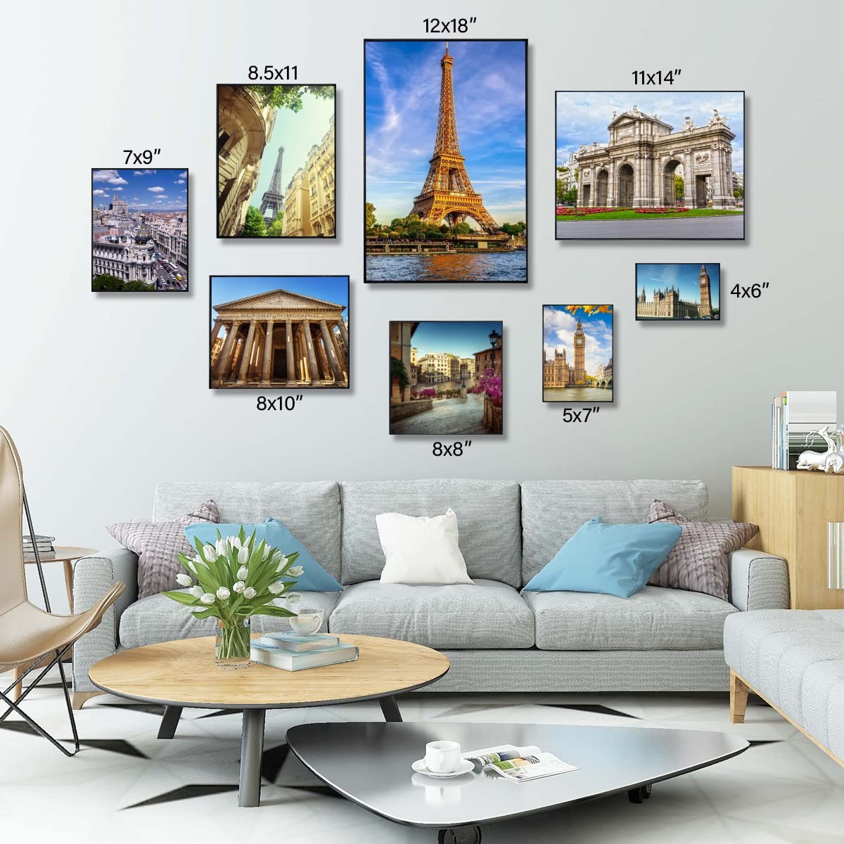 GOmaize Front Loading Black Picture Frame 4×6 Set of 10 Wall and Table Mounting
