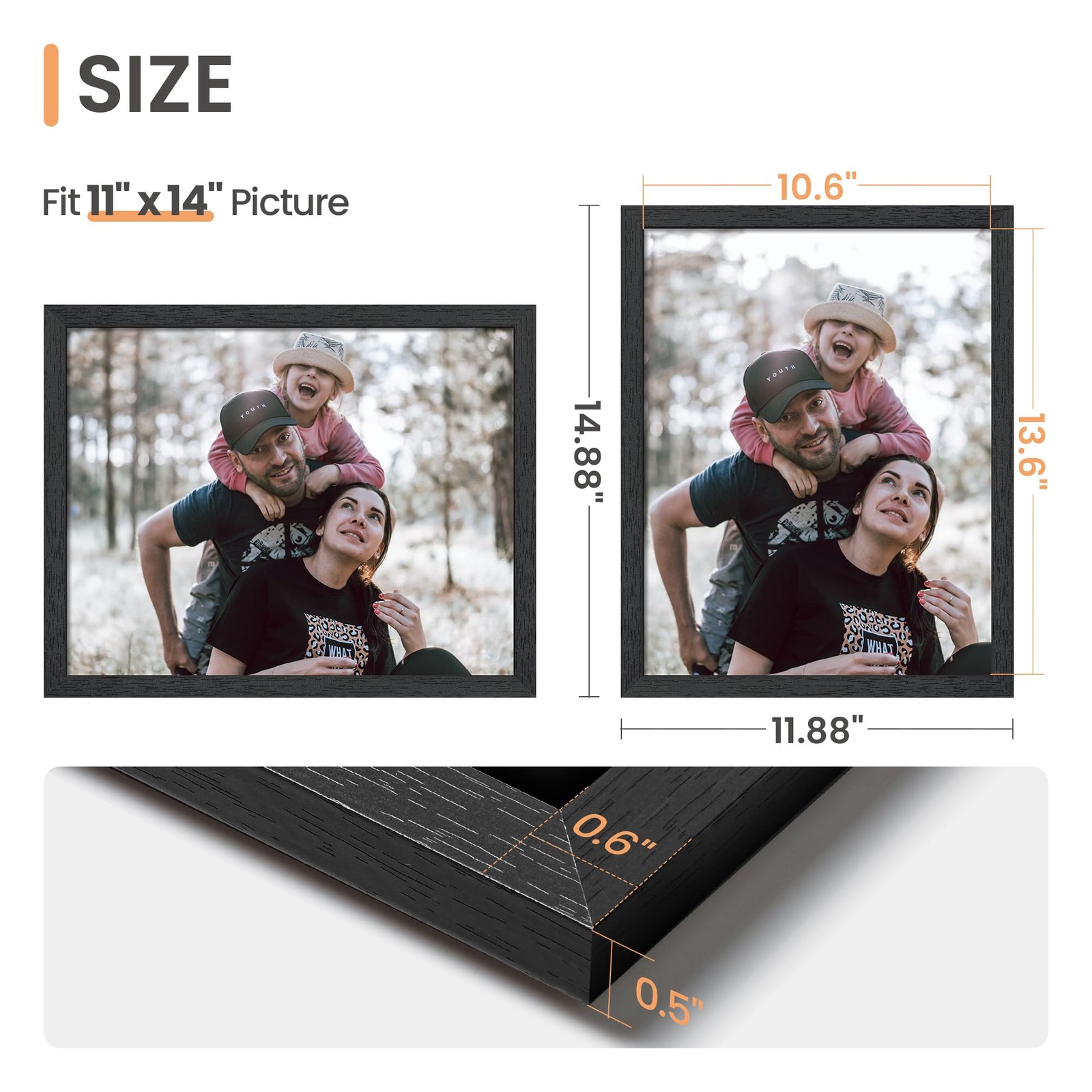 upsimples 11×14 Picture Frame, Wall Gallery Photo Frames with 11×14, Black