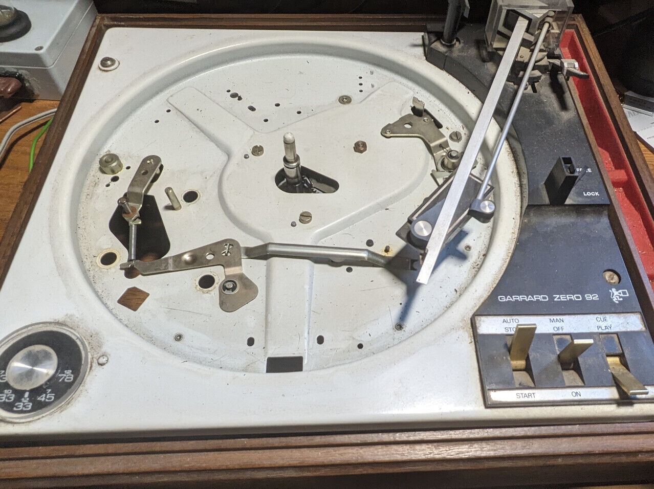 Vintage Garrard Zero 92 Parts:Levers,power cord,switch,knob etc