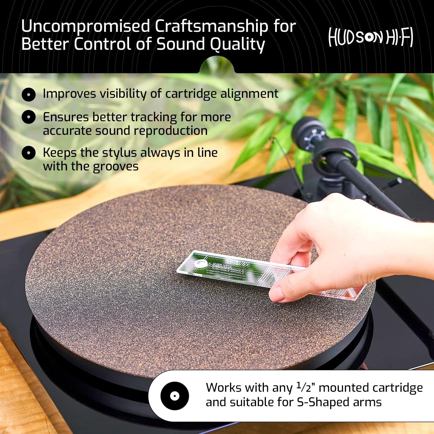Turntable Alignment Protractor Tool for Phonograph Stylus & Cartridge Setup