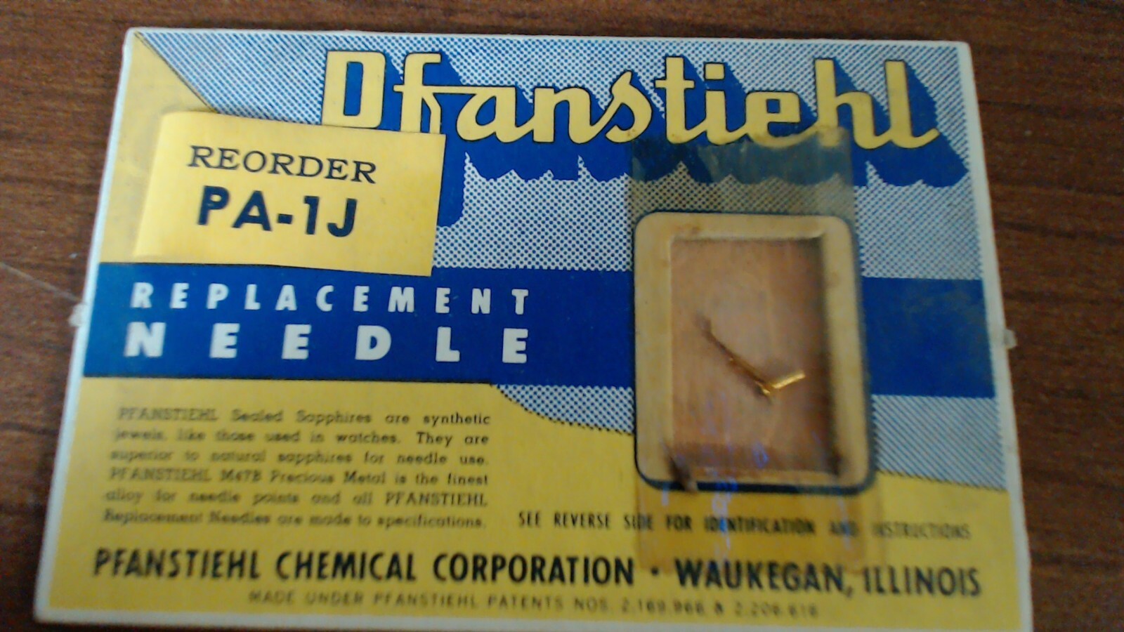 Pfanstiehl Needle ASTATIC A-1, (J OR M) NOS