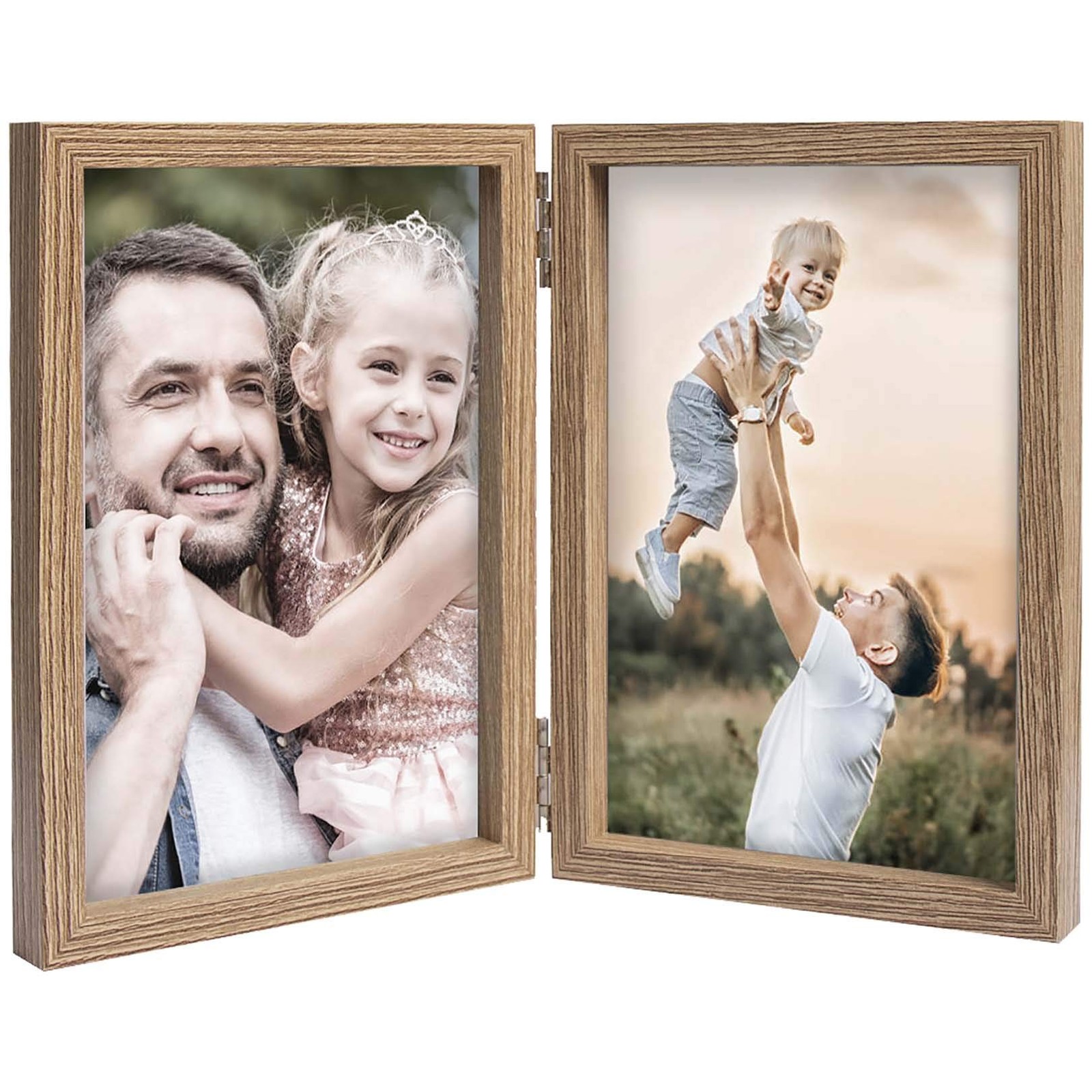 4×6 Picture Frames Double Hinged MDF Wood Grain with Glass 4×6,