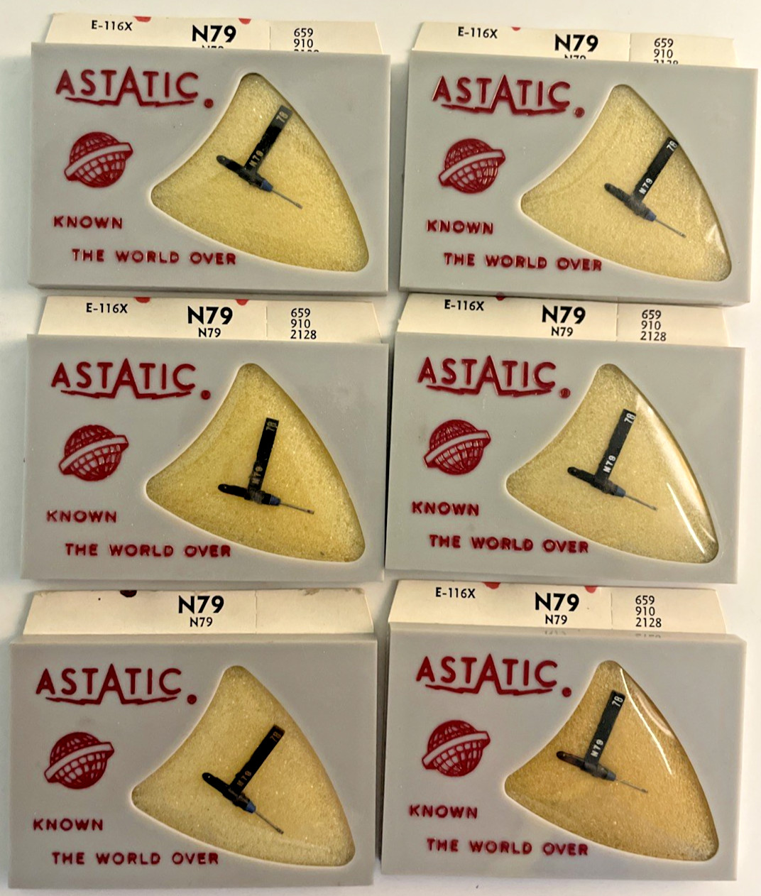 Vintage ASTATIC Phonograph Needles Varieties- New Old Stock N79 LOT 6