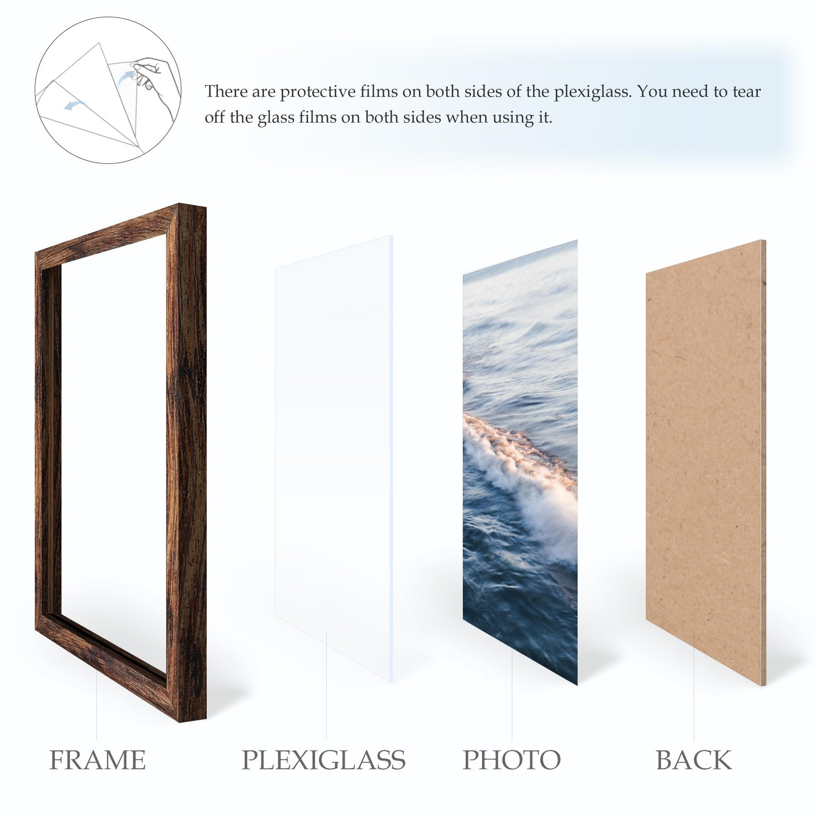 Fisnish 12×16 Picture Frame Brown, Classic Poster for 12×16, Brown