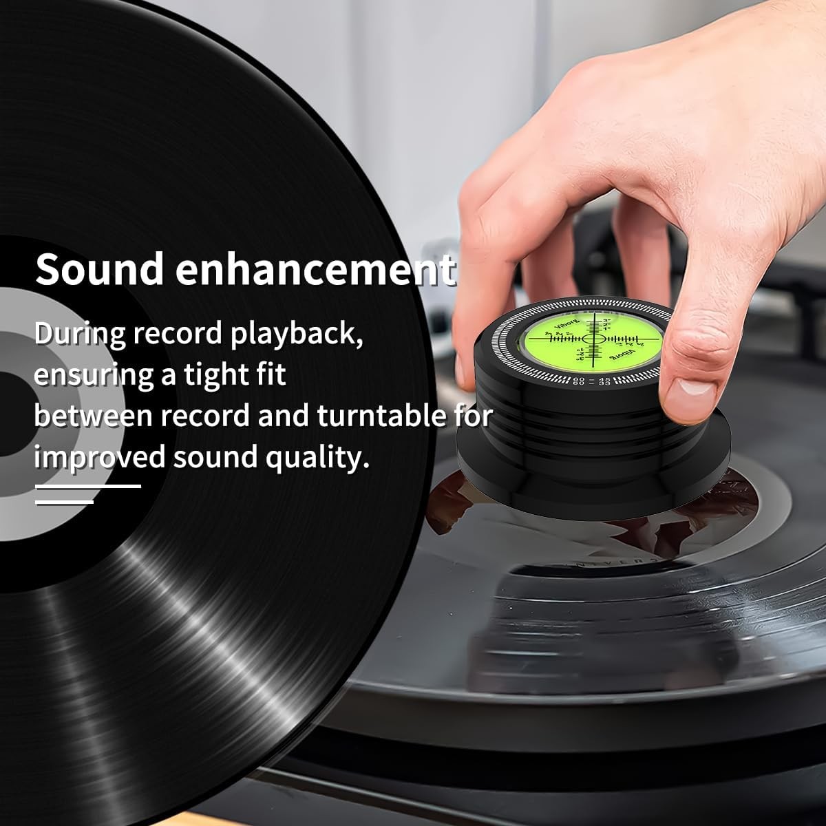 Viborg LP628B Record Weight Stabilizer, Turntable Level and 60Hz, Black