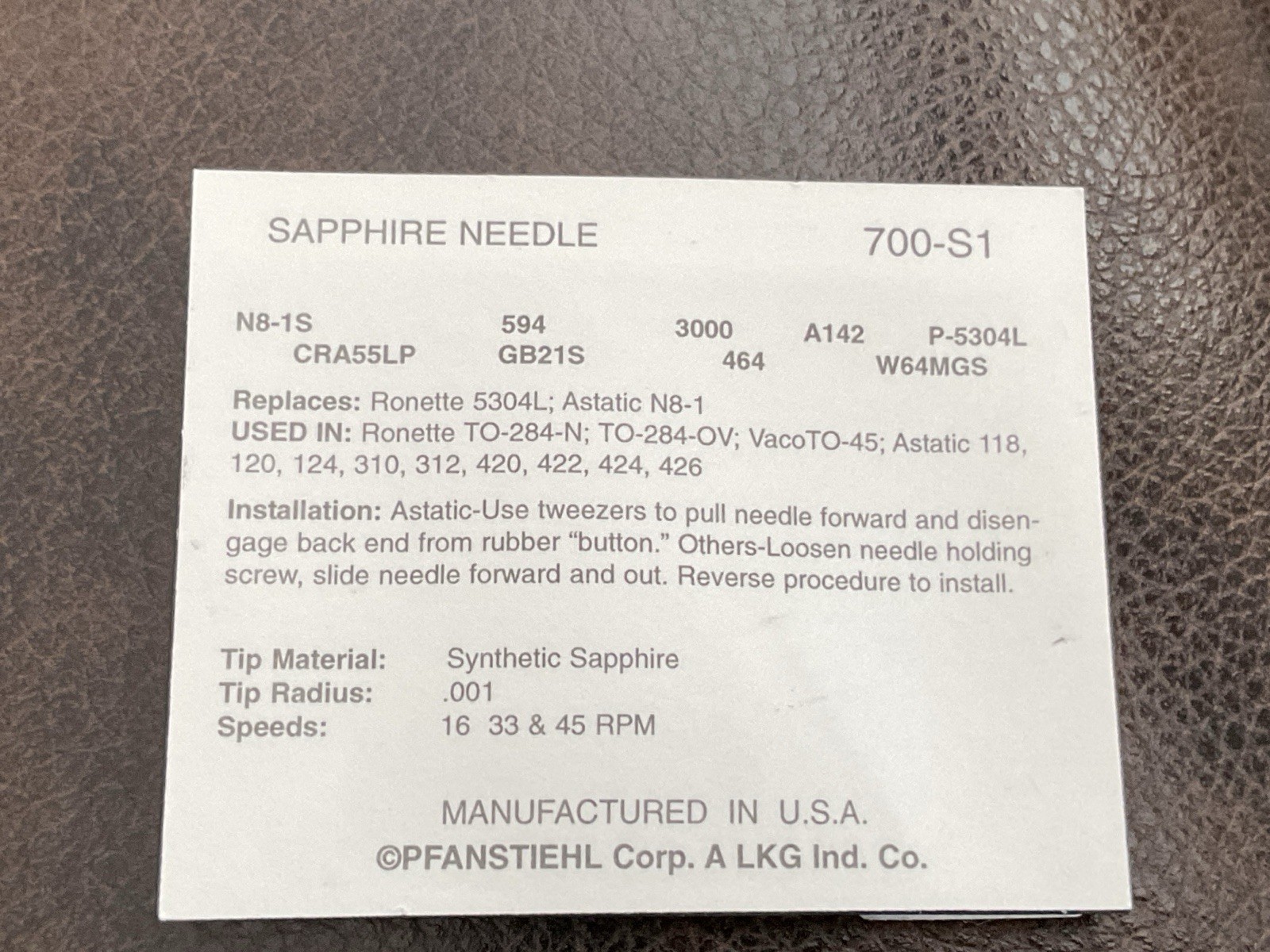 Pfanstiehl Stylus (Needle) 700-S1 For P-51-1 Cartridge Rock – Ola & AMI