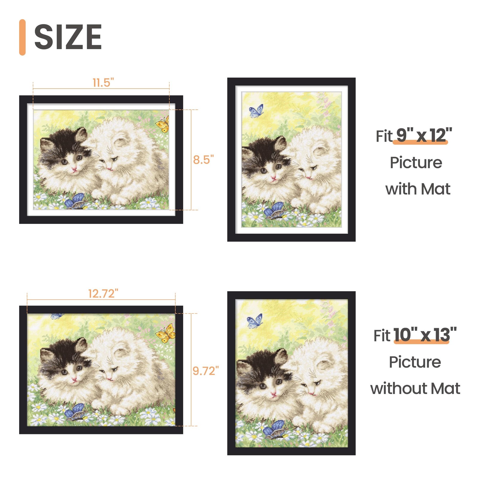 upsimples 10×13 Picture Frames, Display Pictures 9×12 with Mat 10×13, Black