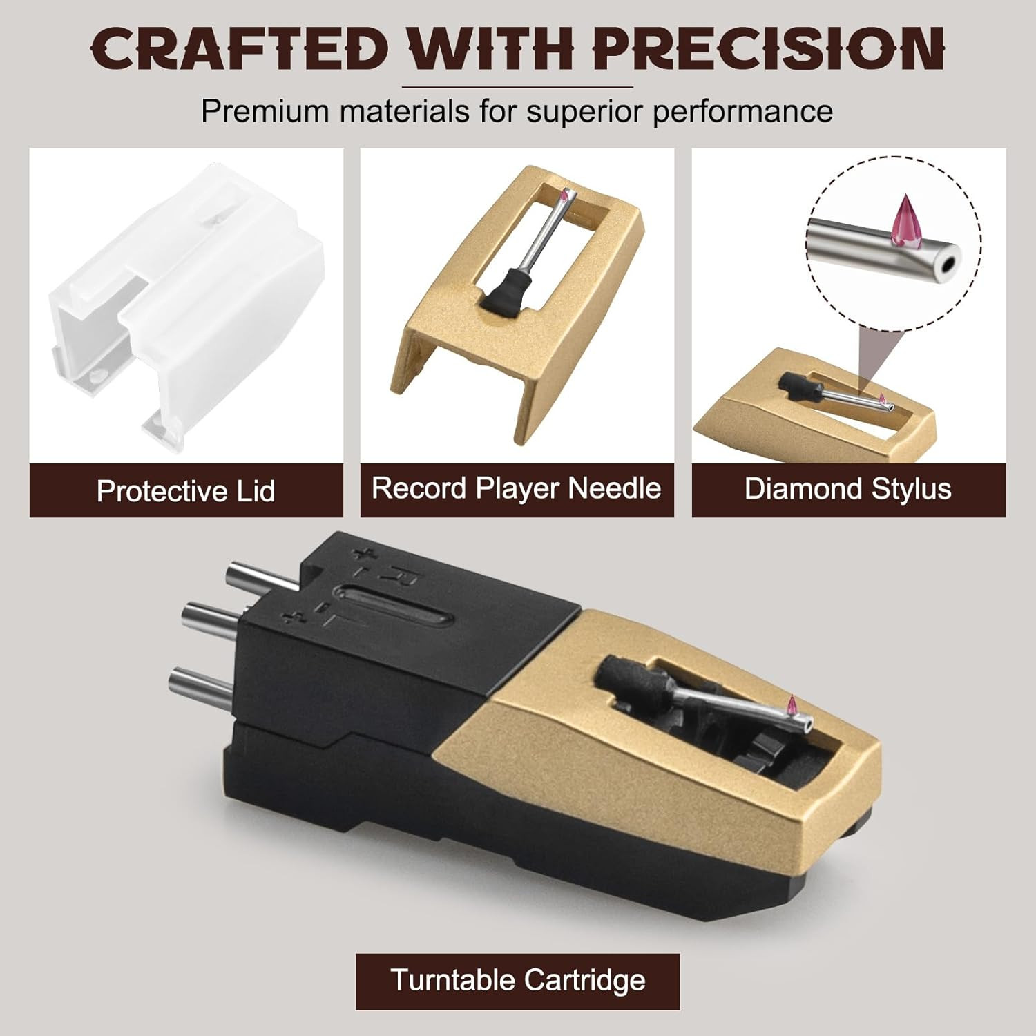5PCS Upgrade Ruby Record Player Needle and Turntable Cartridge Kit, Replacement