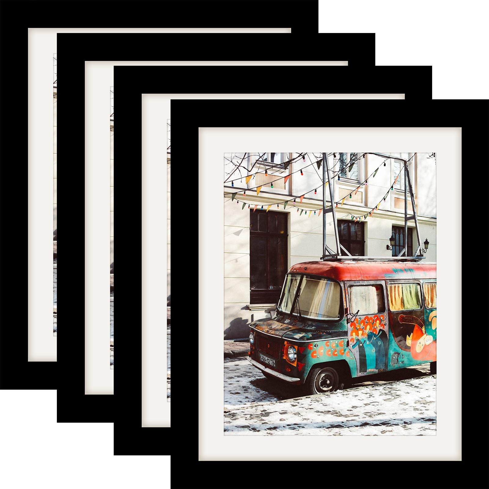 8×10 Black Picture Frames Nature Solid Wood 4 Pack for Wall 8×10,