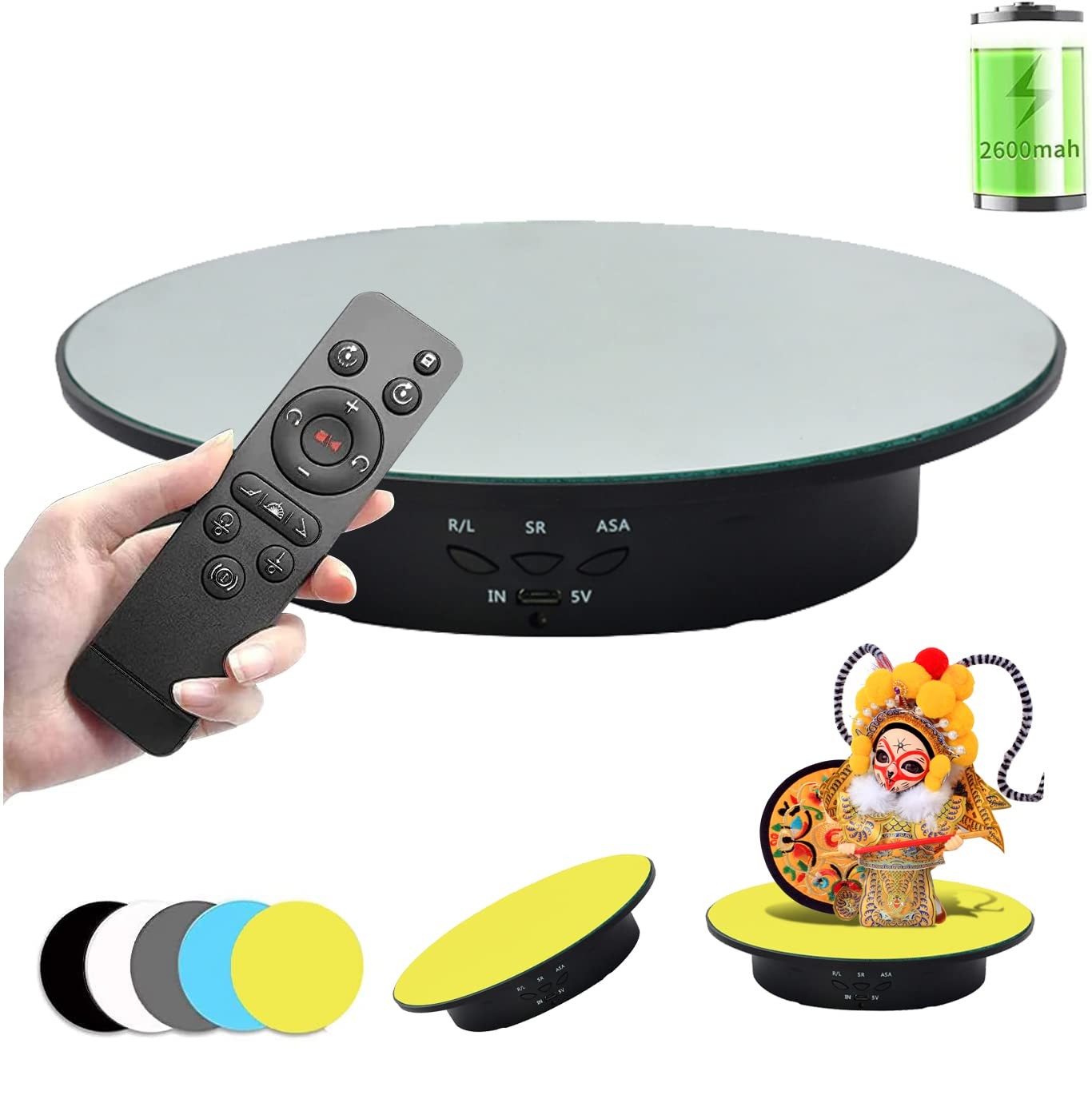 QINMAY 360 Degree Rotating Display Stand,360 Photography 20cm, Gray