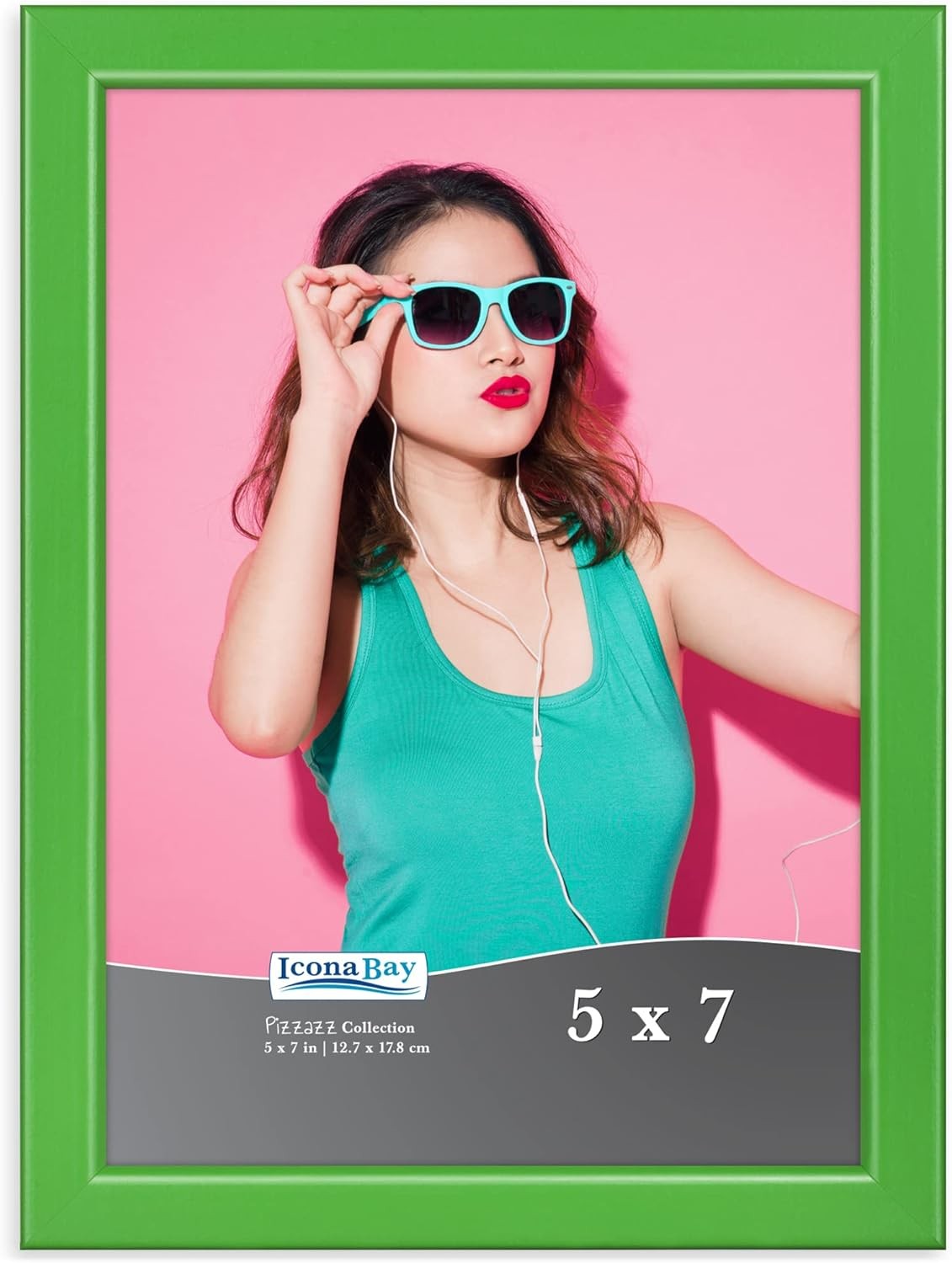Icona Bay 5×7 Picture Frame, Green Colored Solid Wood Scandinavian 5×7,