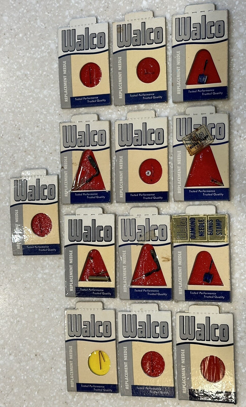 Lot of 13 Walco Jewel Sapphire Tip Replacement Needles 33 1/3 45 78 Rpm
