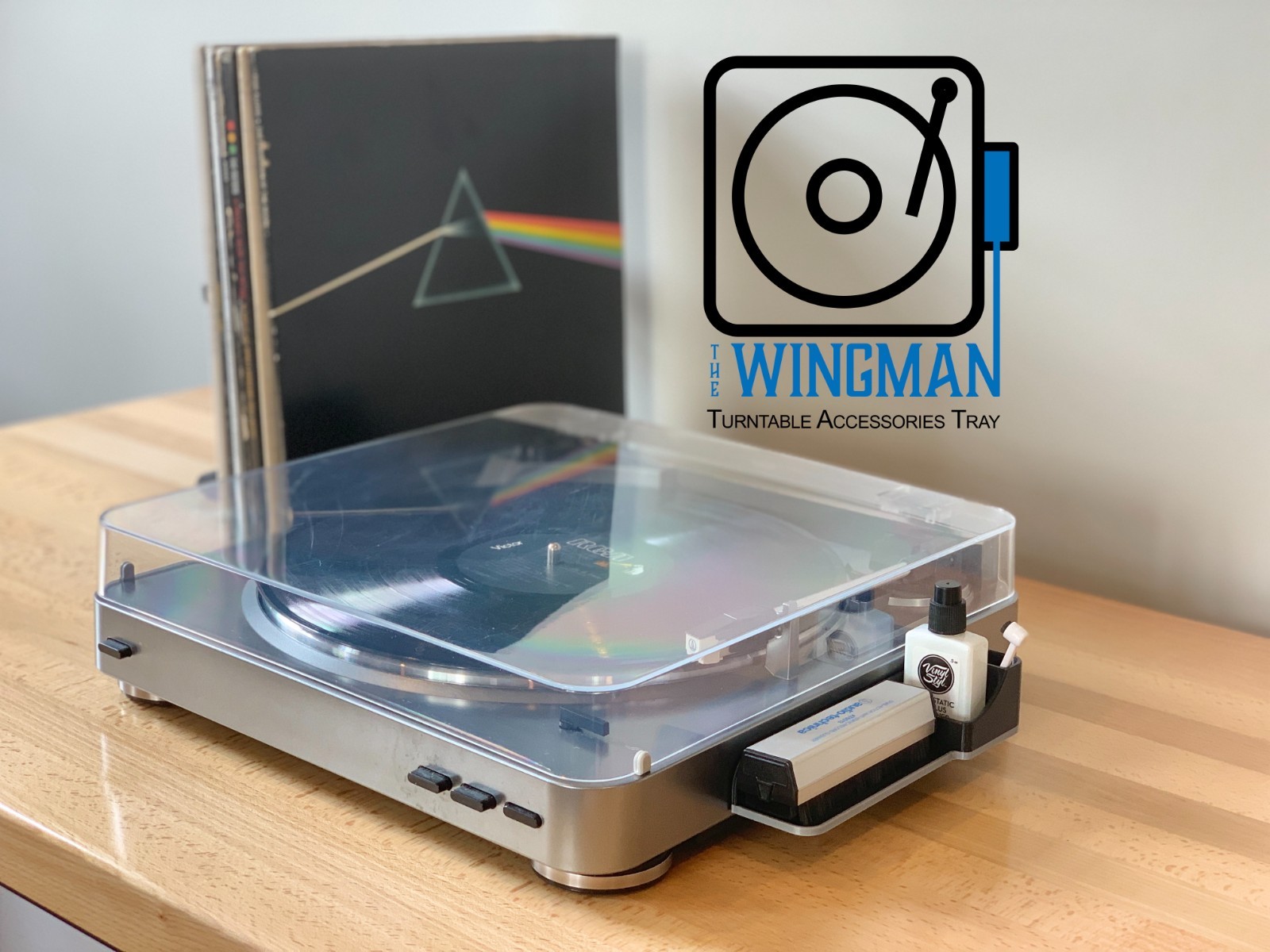 The Wingman – Vinyl Record Player Accessories Stick-On Organizer Tray