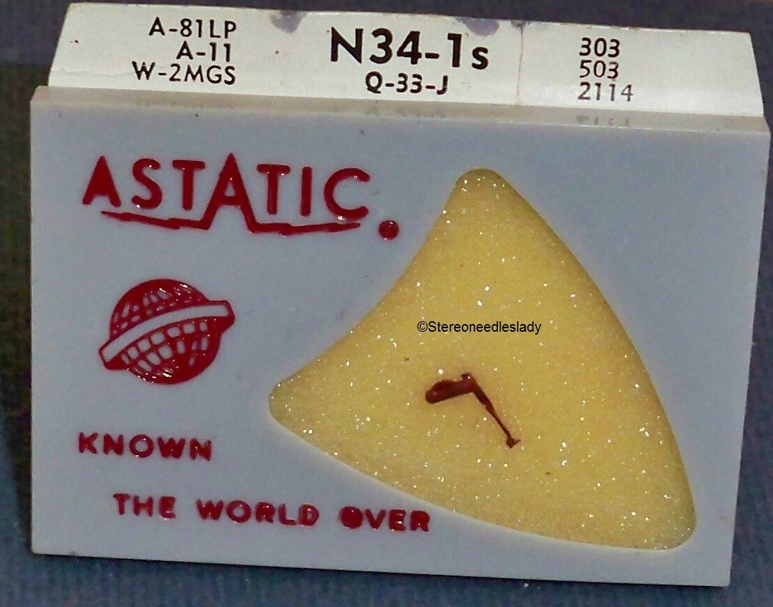 PHONOGRAPH NEEDLE Astatic N34-1s for Astatic Q-33 J M X Astatic CAC LQD 46 48