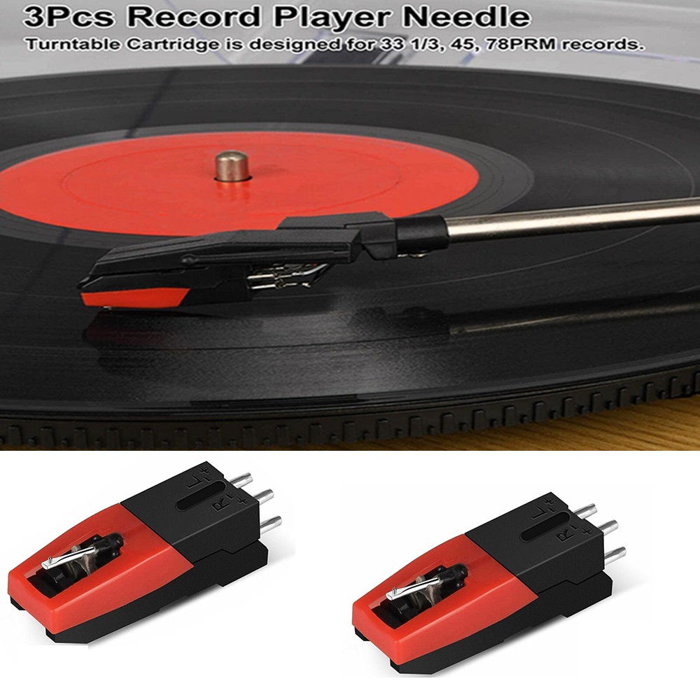 3× Replacement Ruby Turntable Stylus Needles Record Player for Vinyl Easy Use