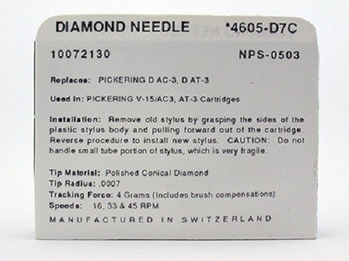NEEDLE STYLUS 605-D7C for Pickering DAC3 D1500-AC-3 V15 4605-D7C