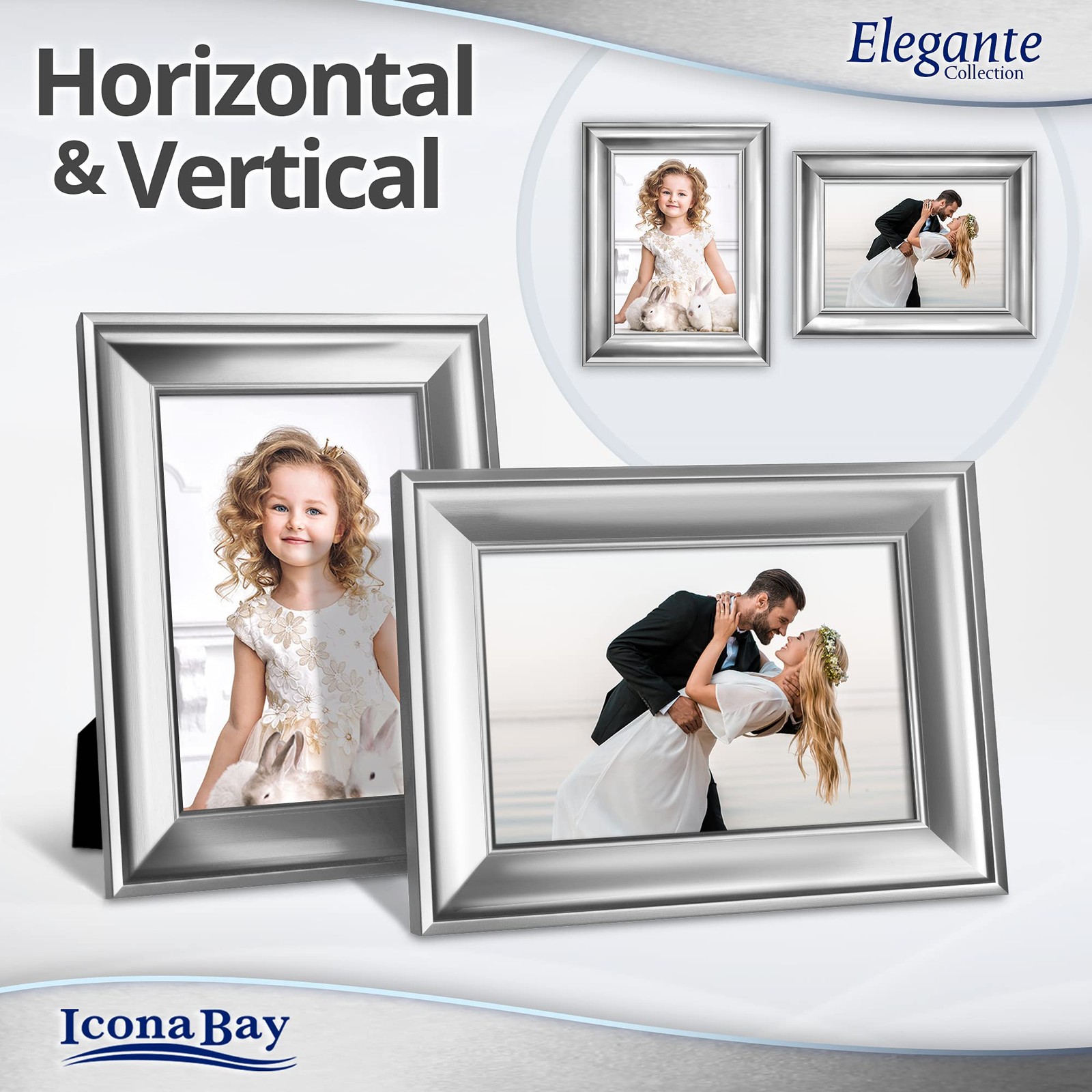Icona Bay 5×7 Silver Picture Frame, Contemporary Photo Frame 5 x 5×7,
