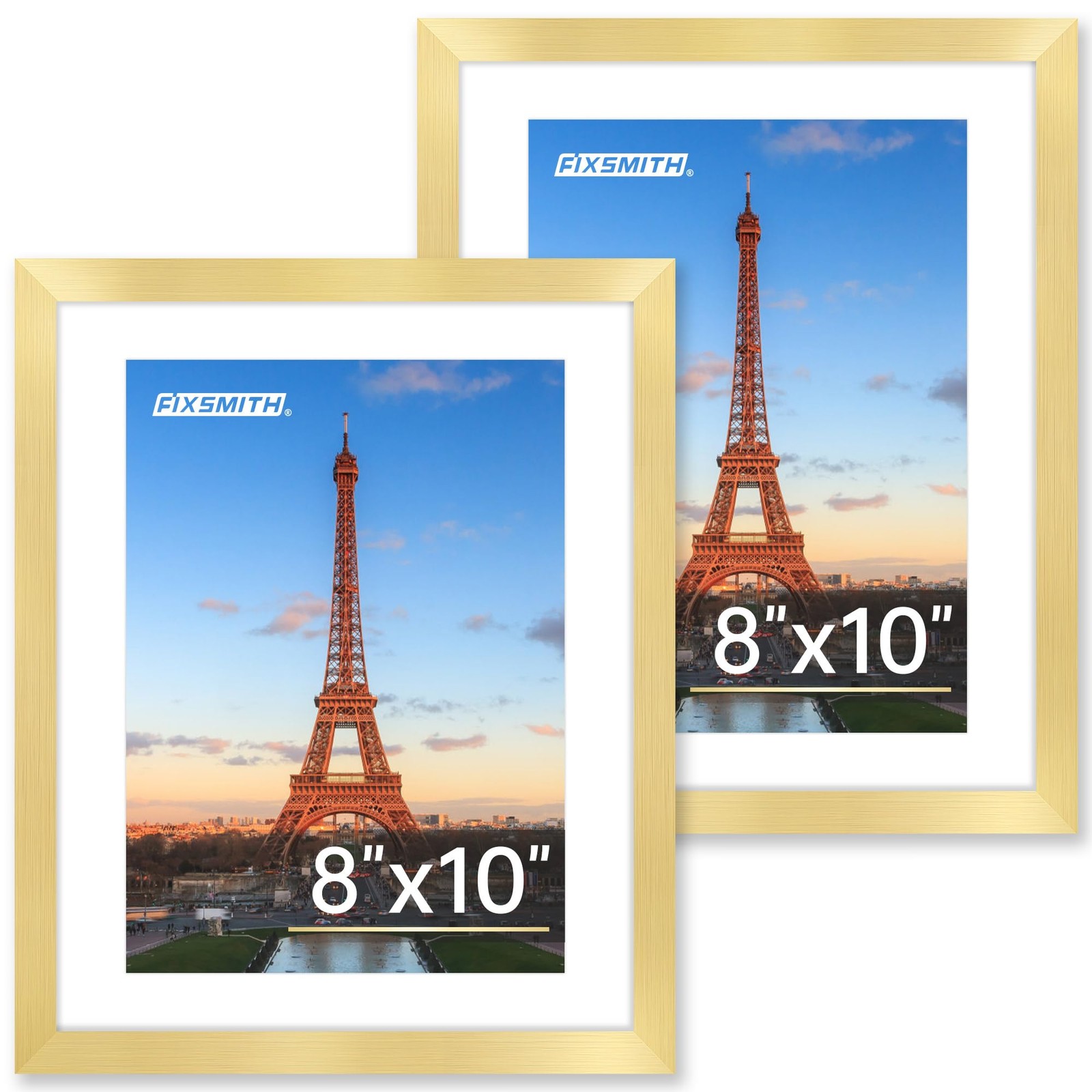 FIXSMITH 8×10 Picture Frame Set of 2, Gold Frames 8″×10″,