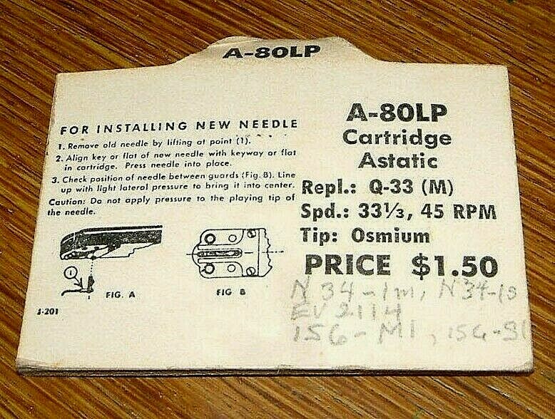 Turntable NEEDLE A-80LP for Astatic N34-1m in Q33m CAC 38 44, EV2114 156-M1 P12