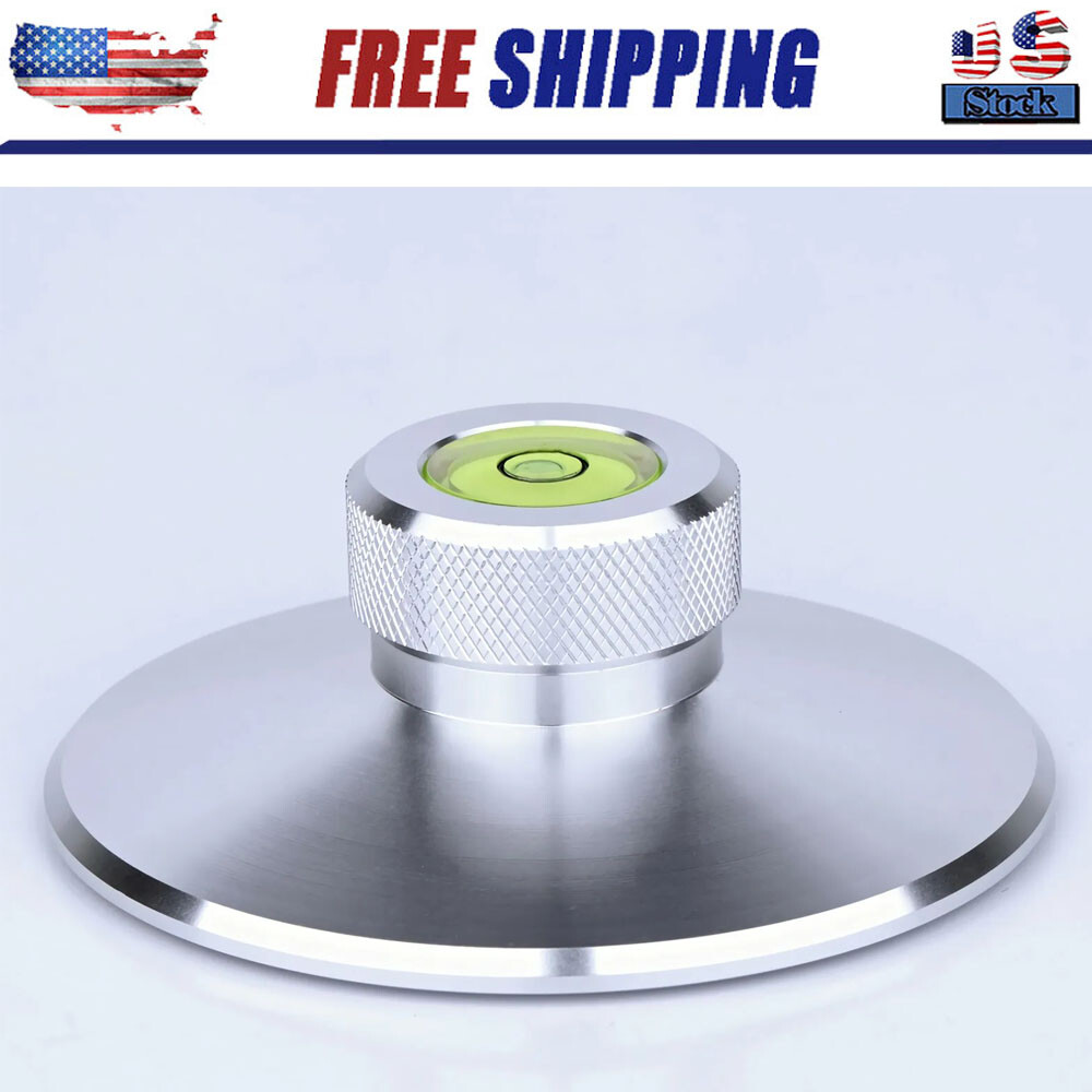 Silver Aluminum Turntable LP Vinyl Record Weight Clamp Stabilizer Bubble Level