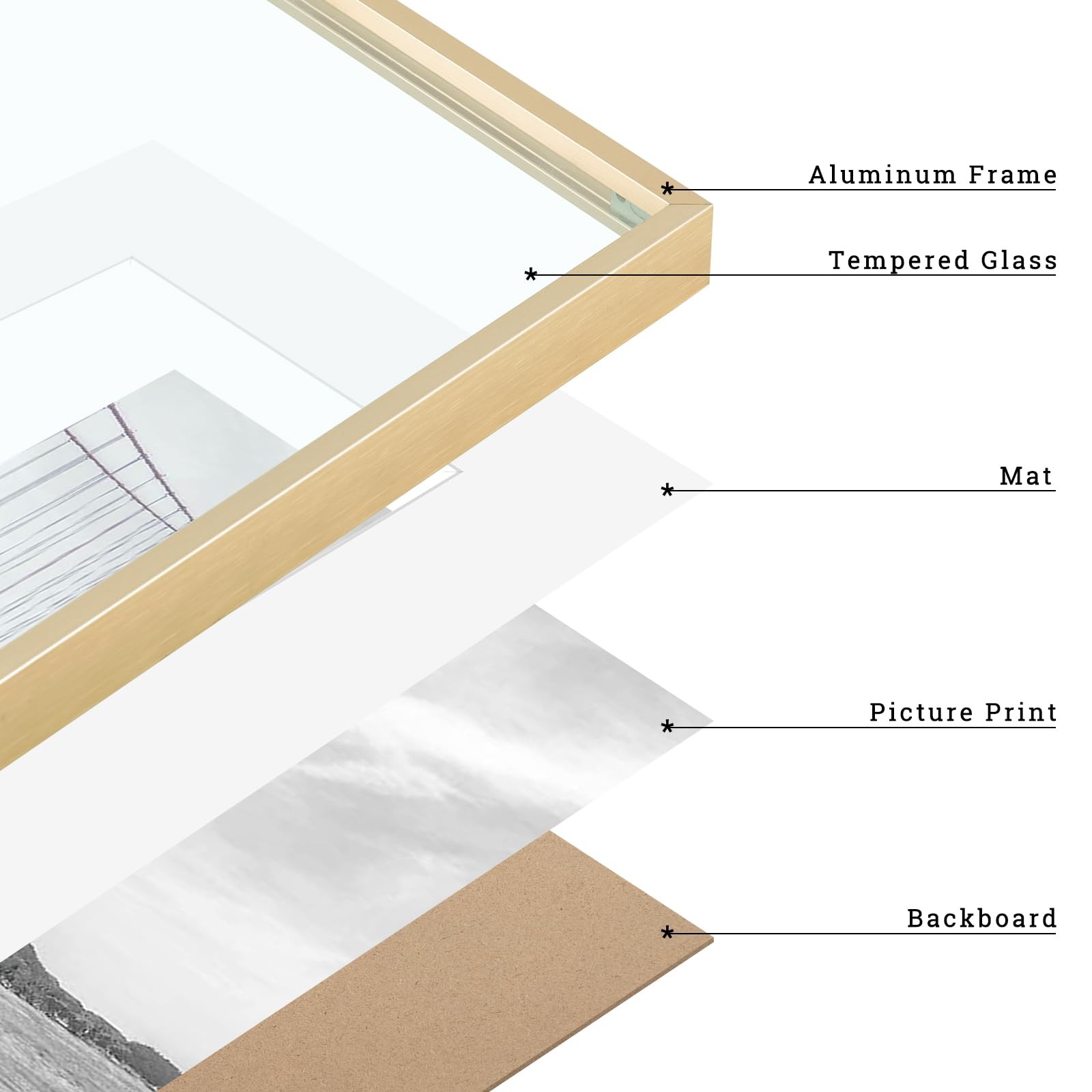 Frametory, 11×14 Metal Picture Frame with Mat for 8×10 (1 Pack), Gold