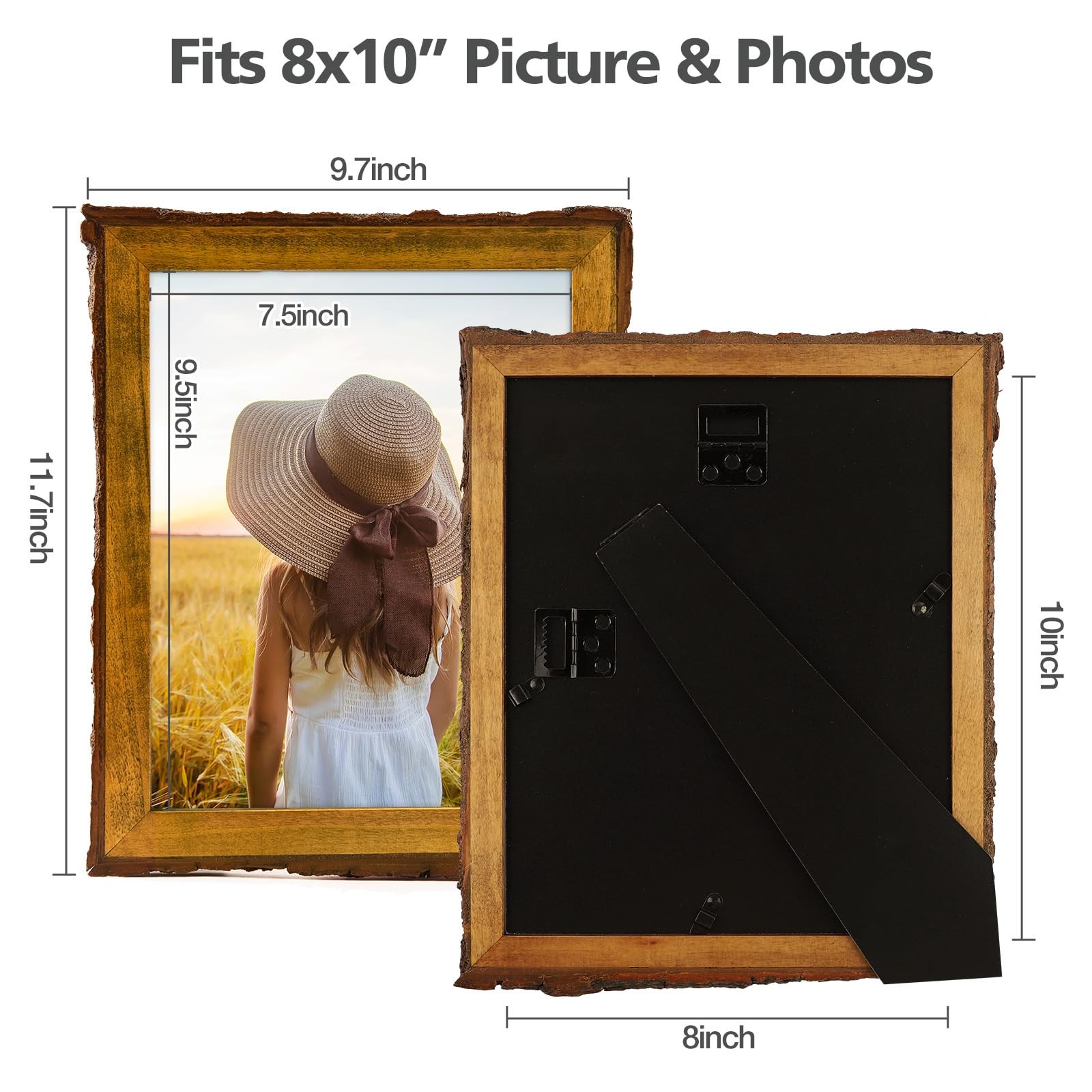 Golden State Art, 8×10 Picture Frame Rustic Brown, Solid Wood 8×10, 1 Pack