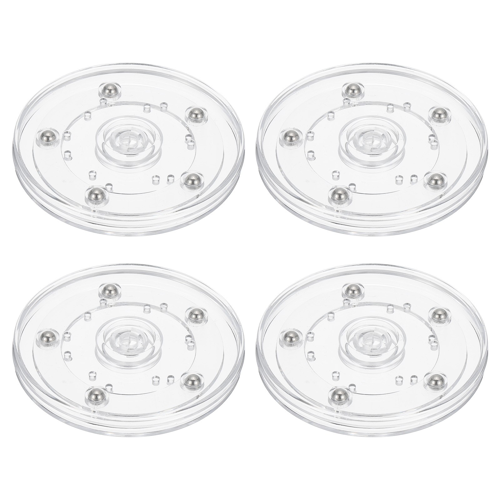 4Pcs 4″ Rotating Swivel Stand Turntable with Steel Ball Bearings Clear