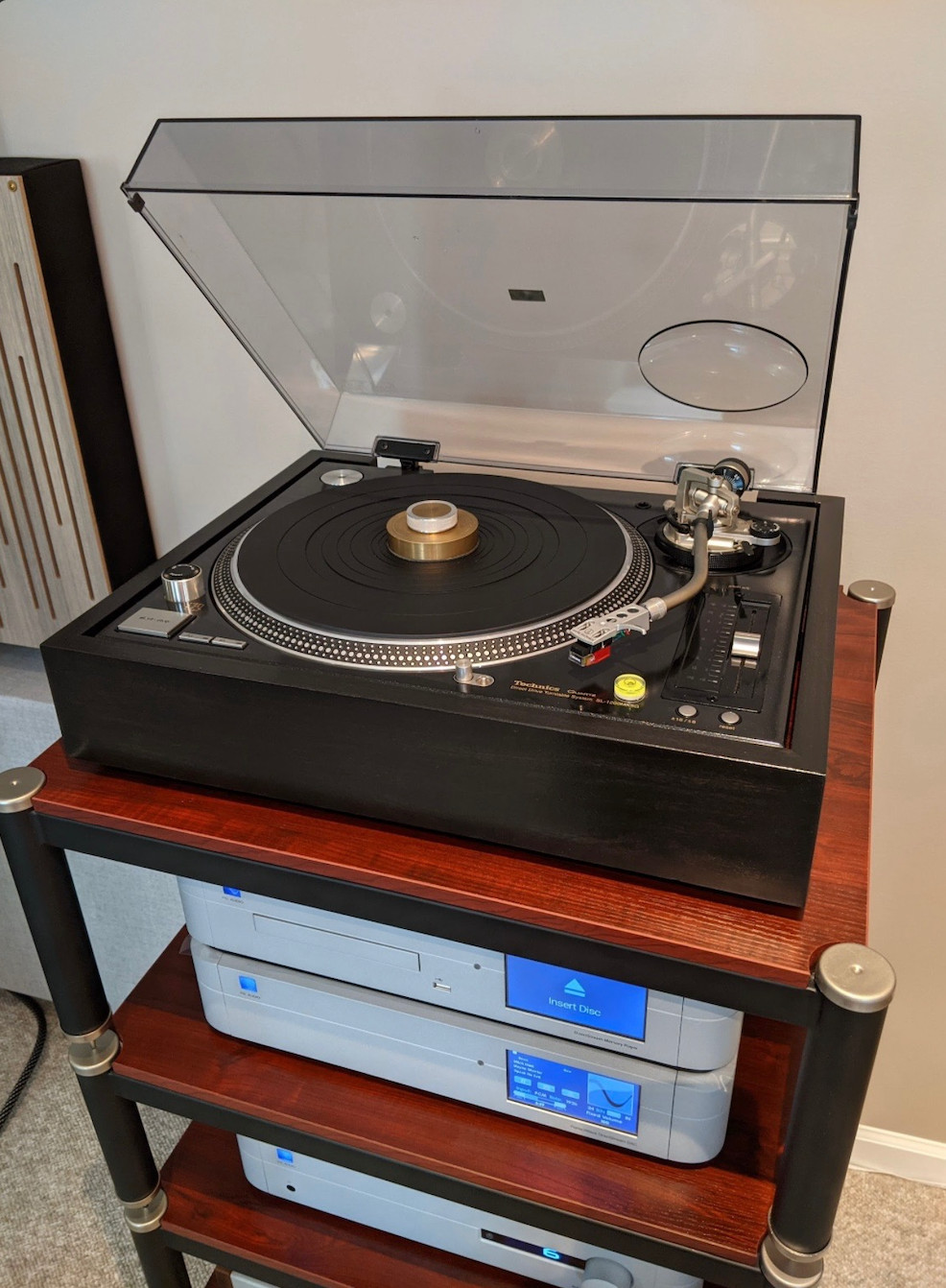 Custom Ebony Stained Wood Turntable Base, Cabinet, Box. Fits Technics SL-1200MK2