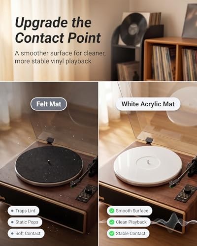12in White Acrylic Turntable Mat 295mm LP Slipmat 3mm 7.25mm Hole