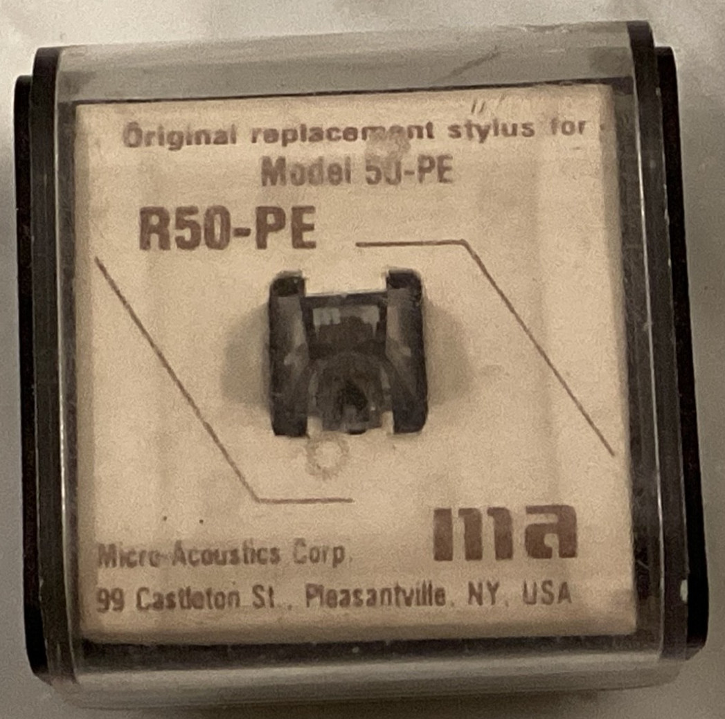 MICRO ACOUSTICS GENUINE NEW R50-PE ELLIPTICAL DIAMOND STYLUS IN PLASTIC CASE .
