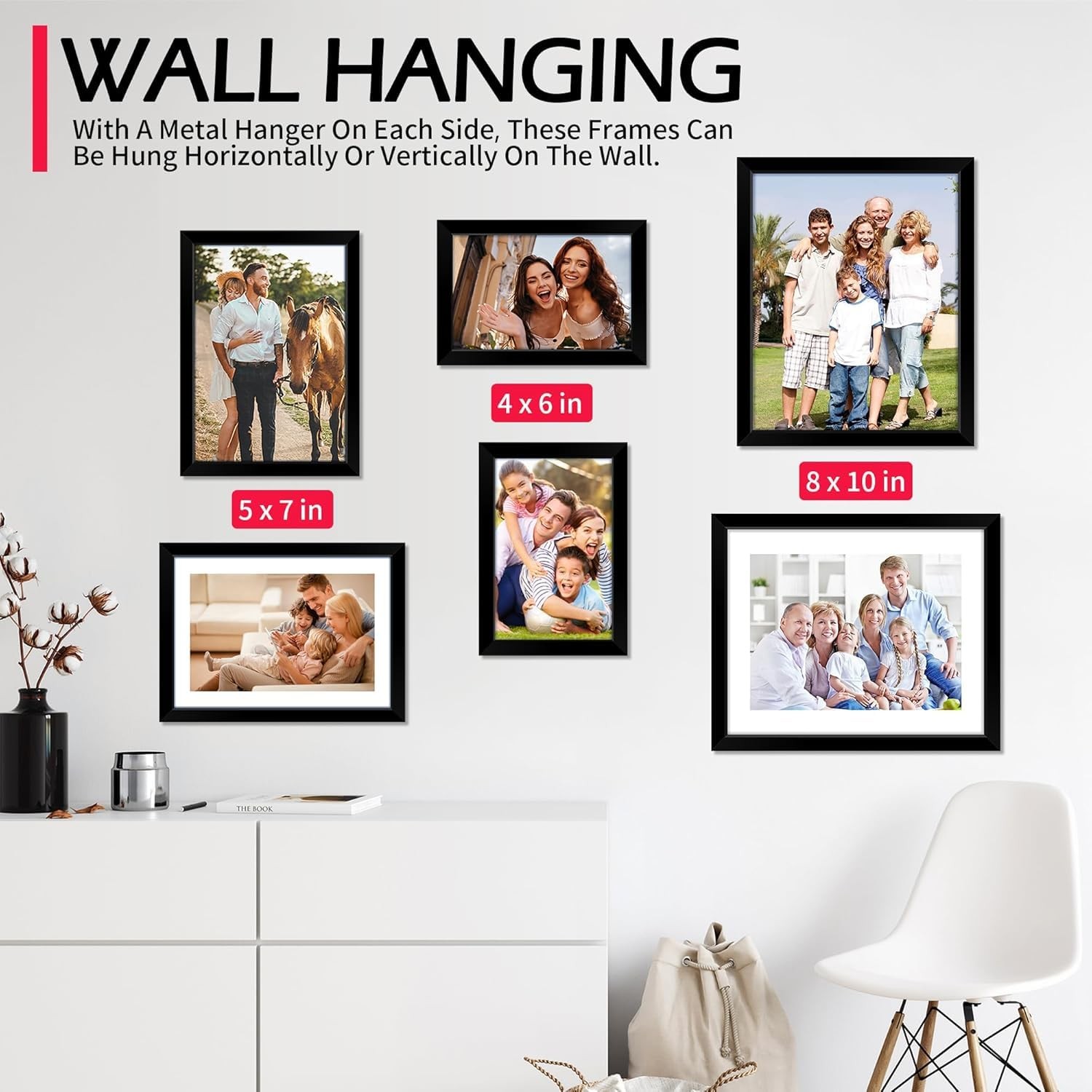 HOMERHYME 8×10 Picture Frame Set of 8, Black Photo Frames 8″x 10″, Black*8