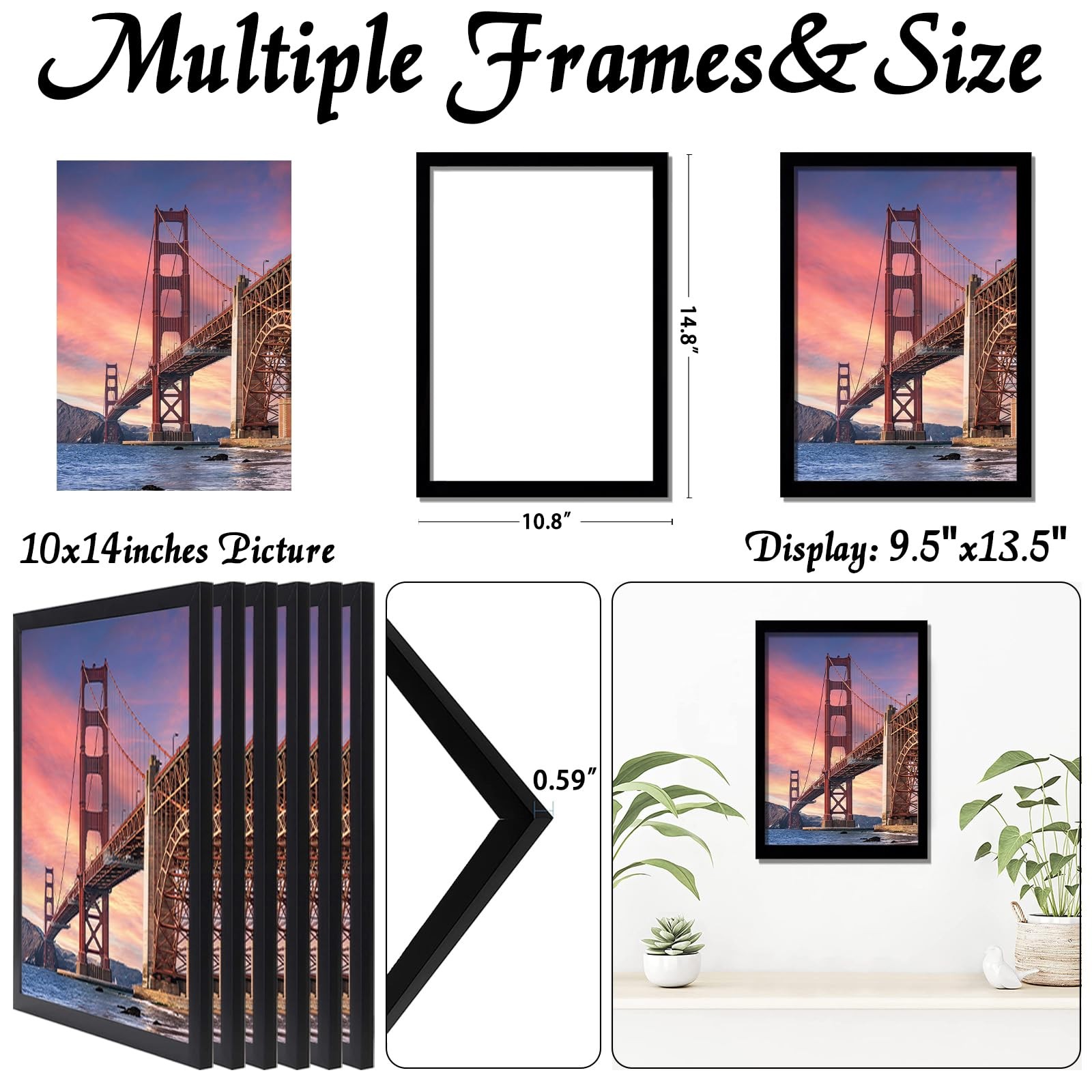 ijuerybai 6 Sets 10×14 Picture Frame, Frames for 10 x 14 Canvas 10×14, Black