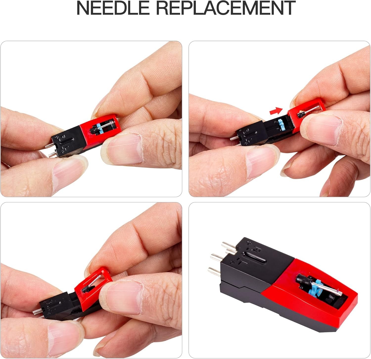 4pcs Diamond Stylus Replacement Needles for Suitcase Turntables & Vinyl Players