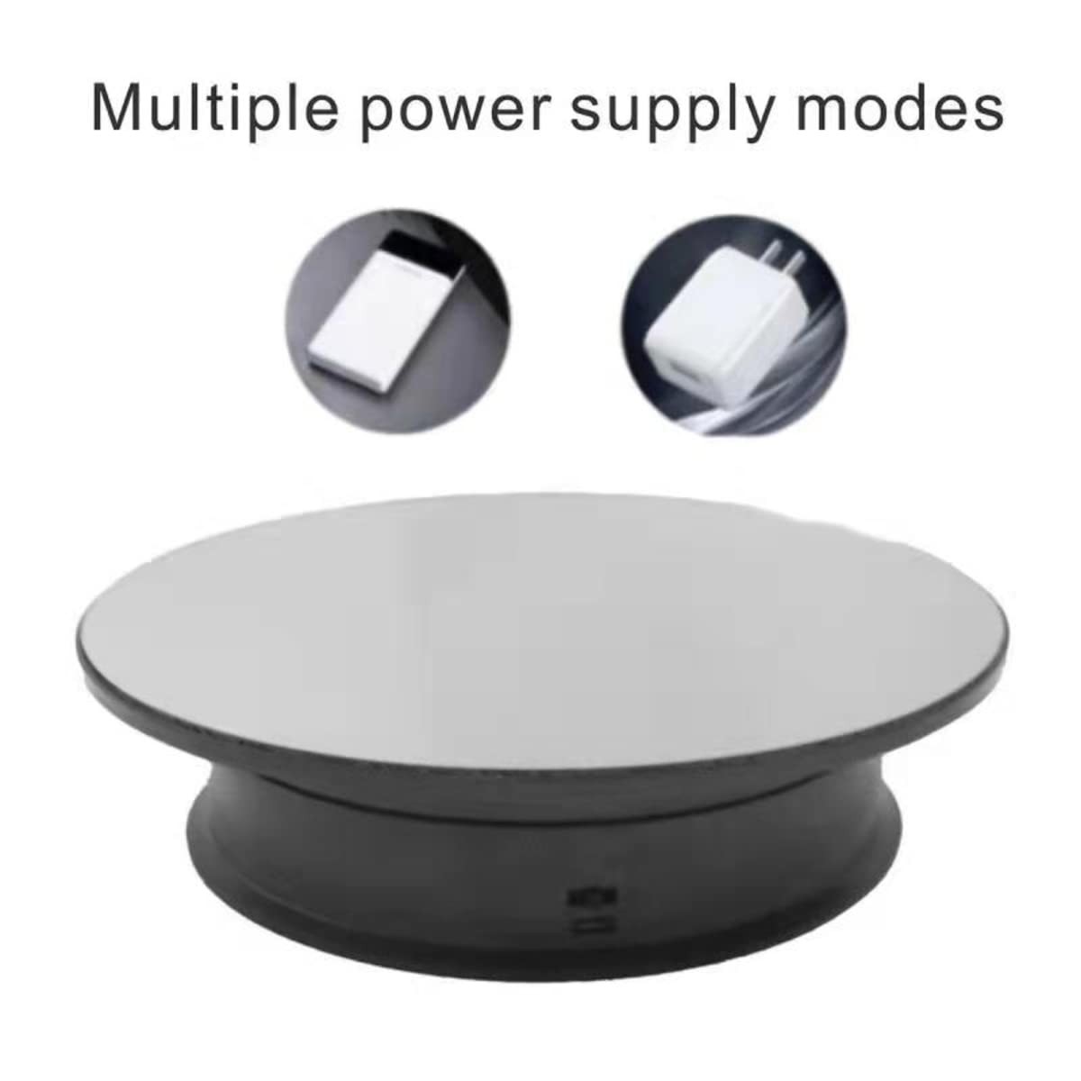 Motorized Rotating Display Stand, 8 in/Load 6.6 lbs Black,Mirror Cover