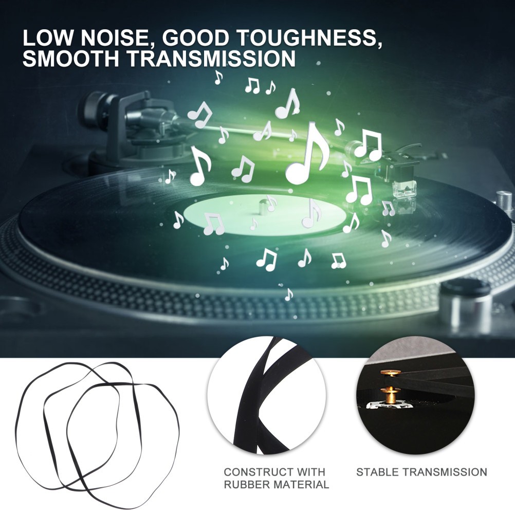 3PCS Turntable Belt for Belt-Driven Turntable Cassette Tape Machine Drive Belt