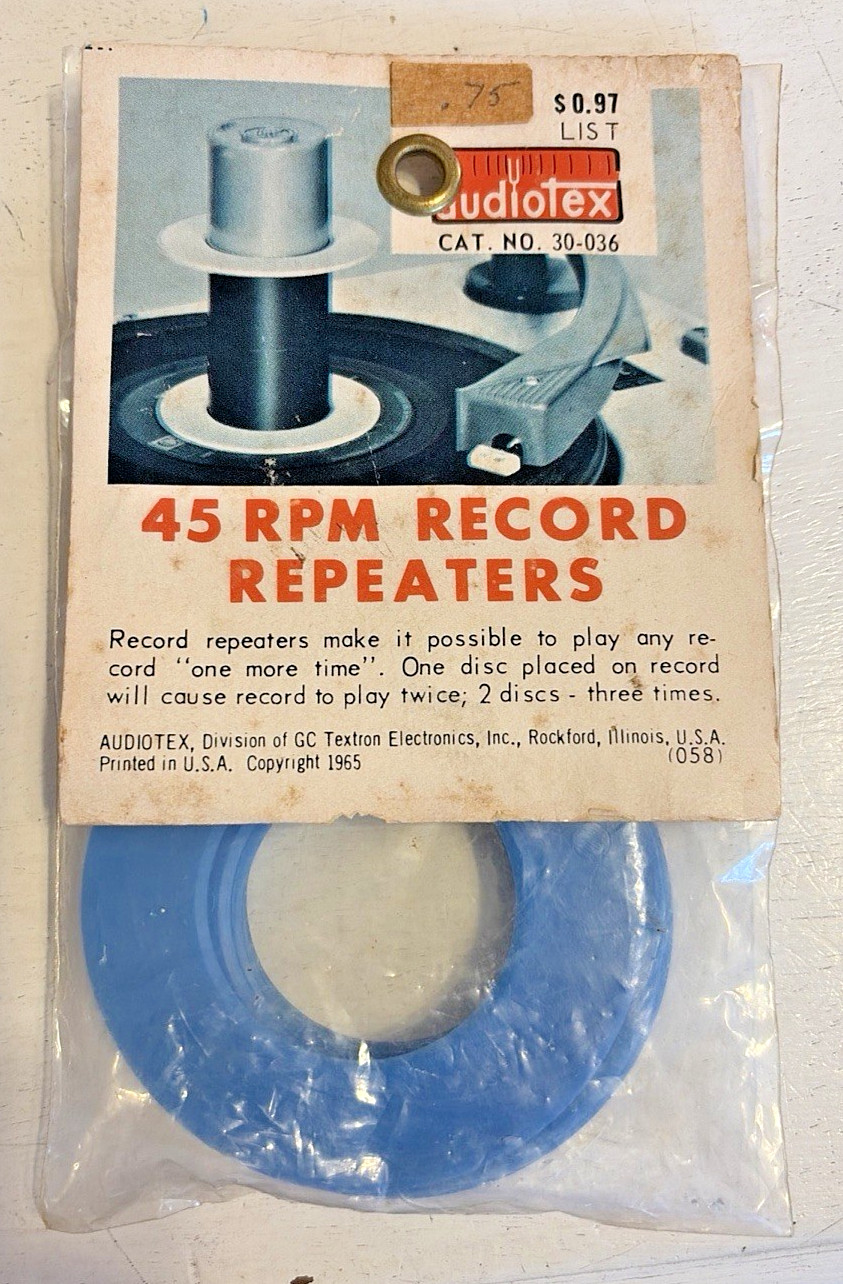 1965 Audiotex 45 Rpm Record Repeaters NOS Cat. 30-036 Automatic Record Changer