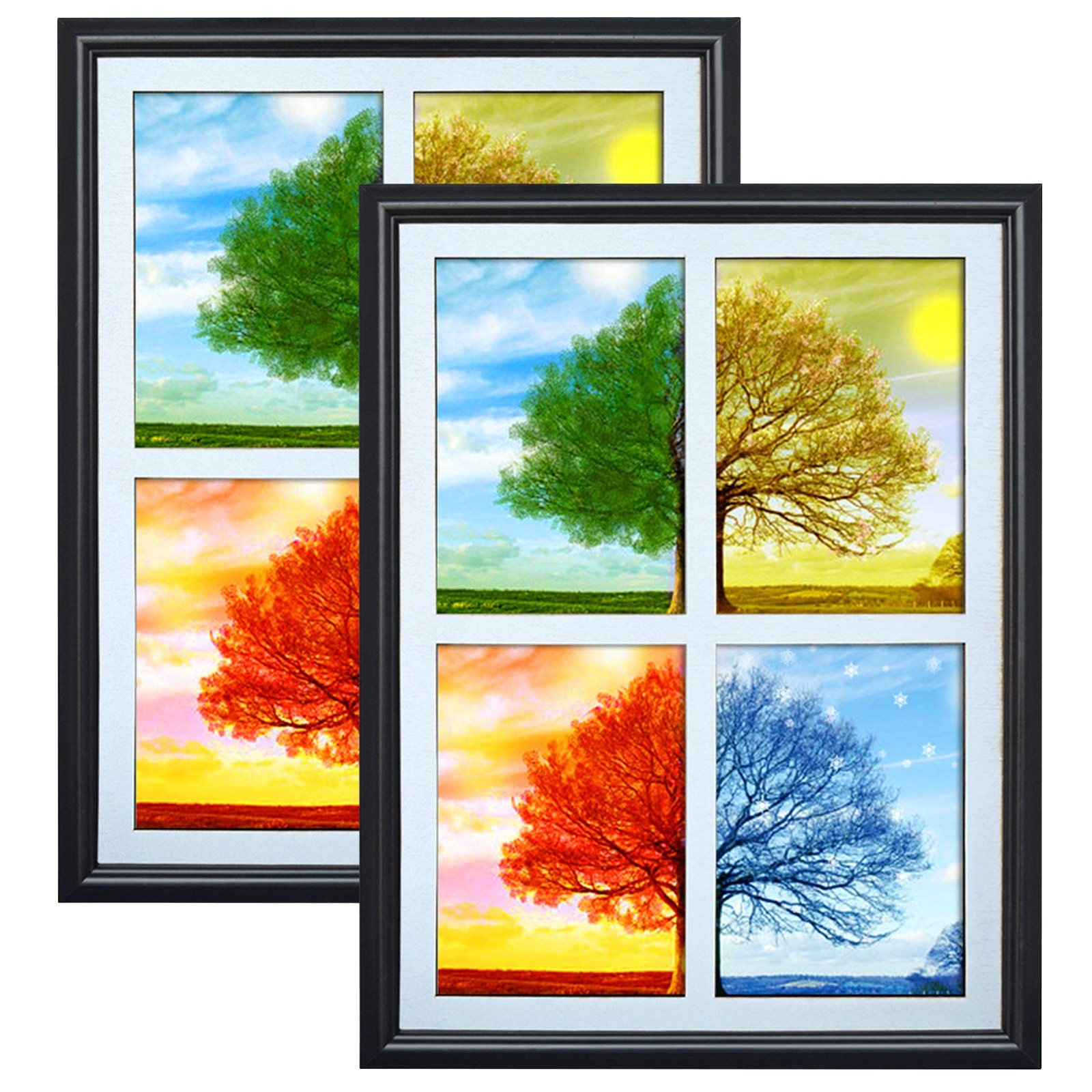 PETAFLOP 2 Pack 5×7 Picture Frames Collage 4 Openings, Photo 5×7, Black
