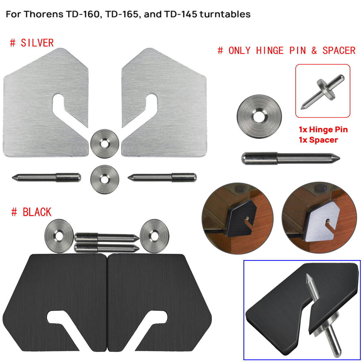 For Thorens TD-160 TD-165 TD-145 Turntables Dust Cover Hinge Repair Parts