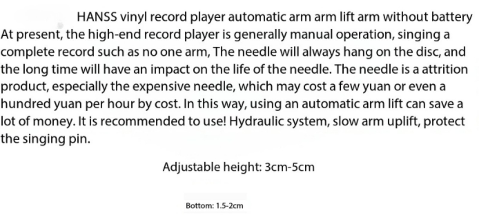 Automatic Tonearm Lifter Safety Raiser For LP Turntable Disc Vinyl Record Player