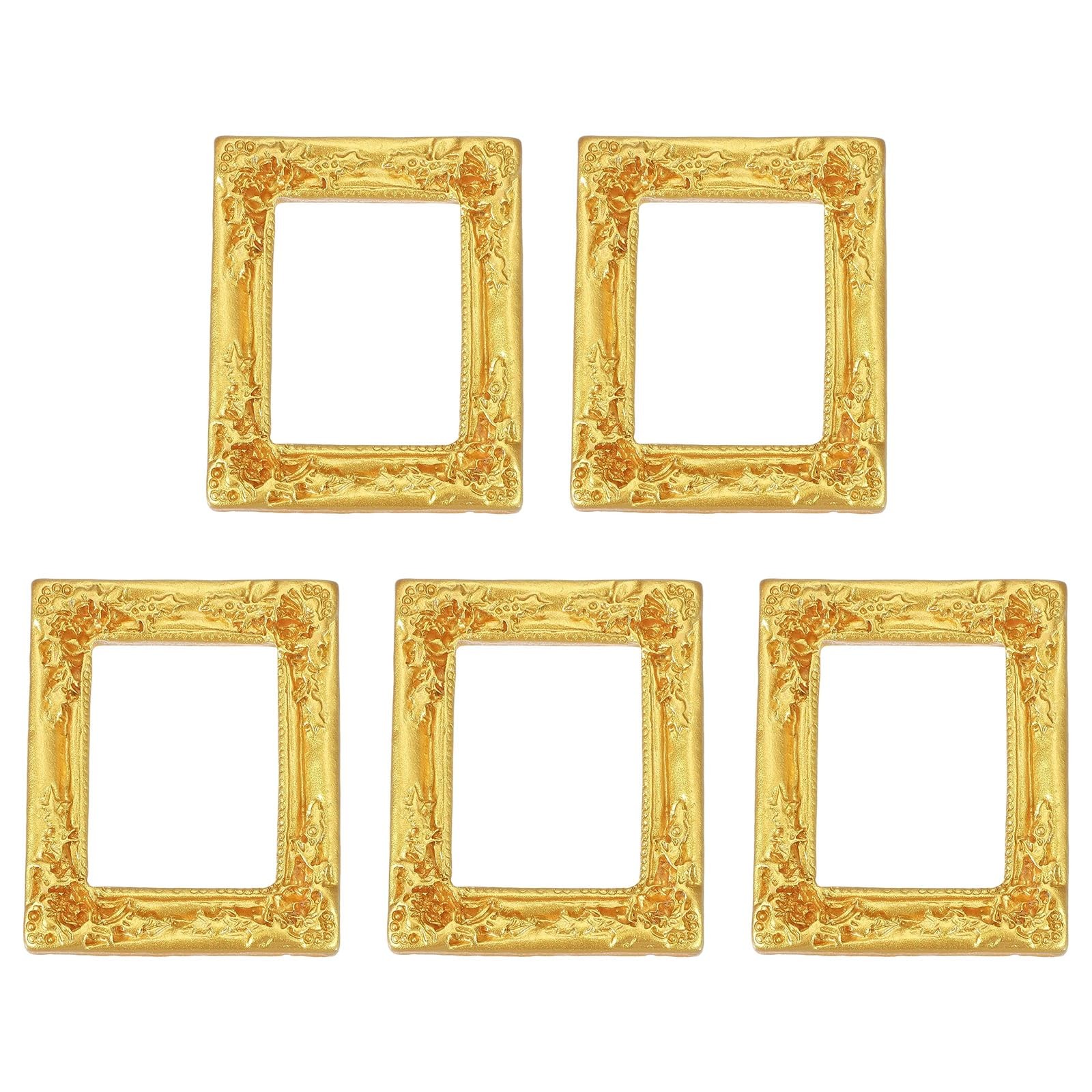 uxcell 5pcs Vintage Resin Picture Frames, Mini Tiny 1.5 x 1.2 inch, Gold